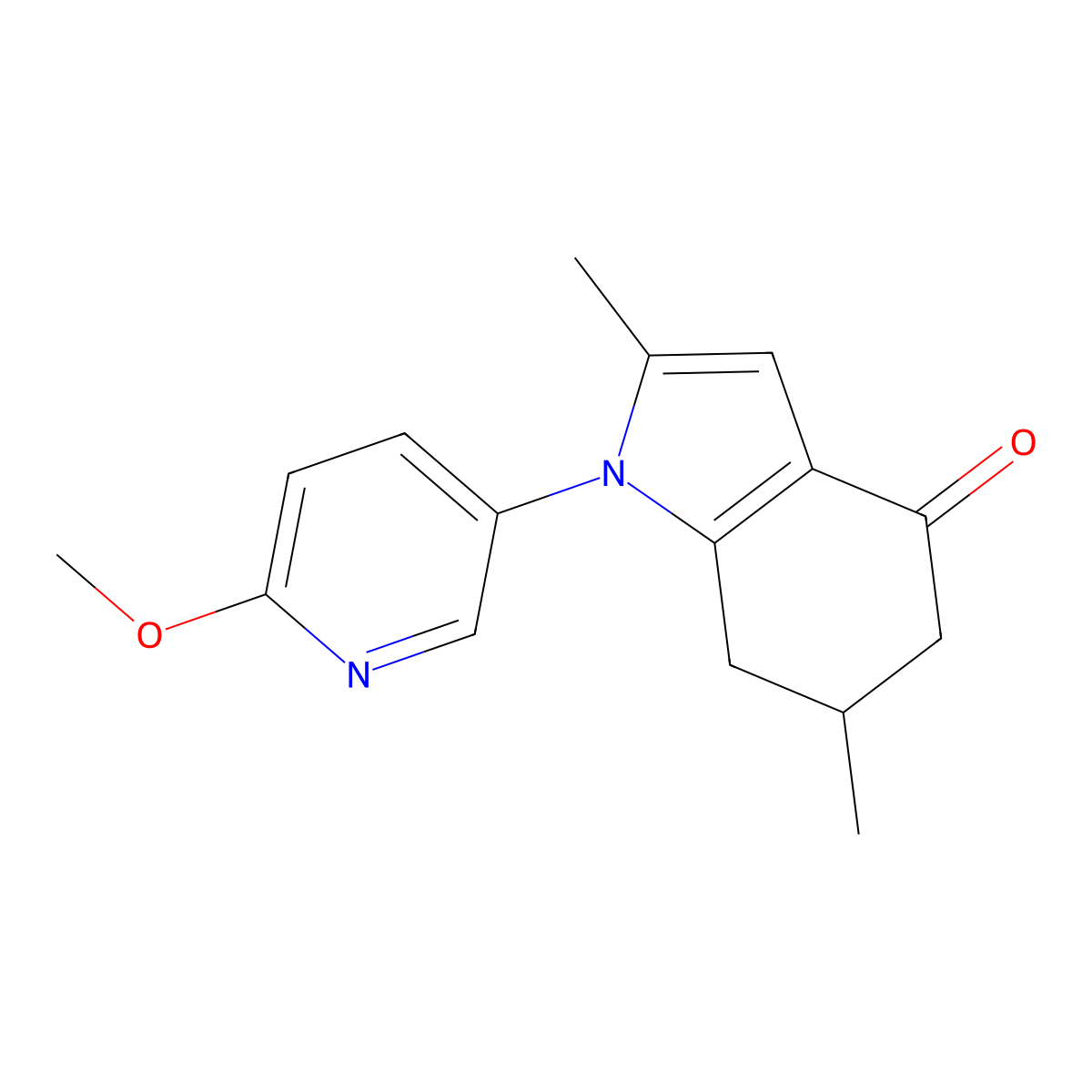 1-(6-methoxypyridin-3-yl)-2,6-dimethyl-6,7-dihydro-5H-indol-4-one molecular structure, CAS 1024480-51-0