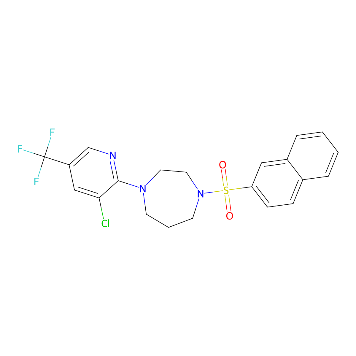 1-[3-Chloro-5-(trifluoromethyl)pyridin-2-yl]-4-naphthalen-2-ylsulfonyl-1,4-diazepane molecular structure, CAS 1024482-77-6