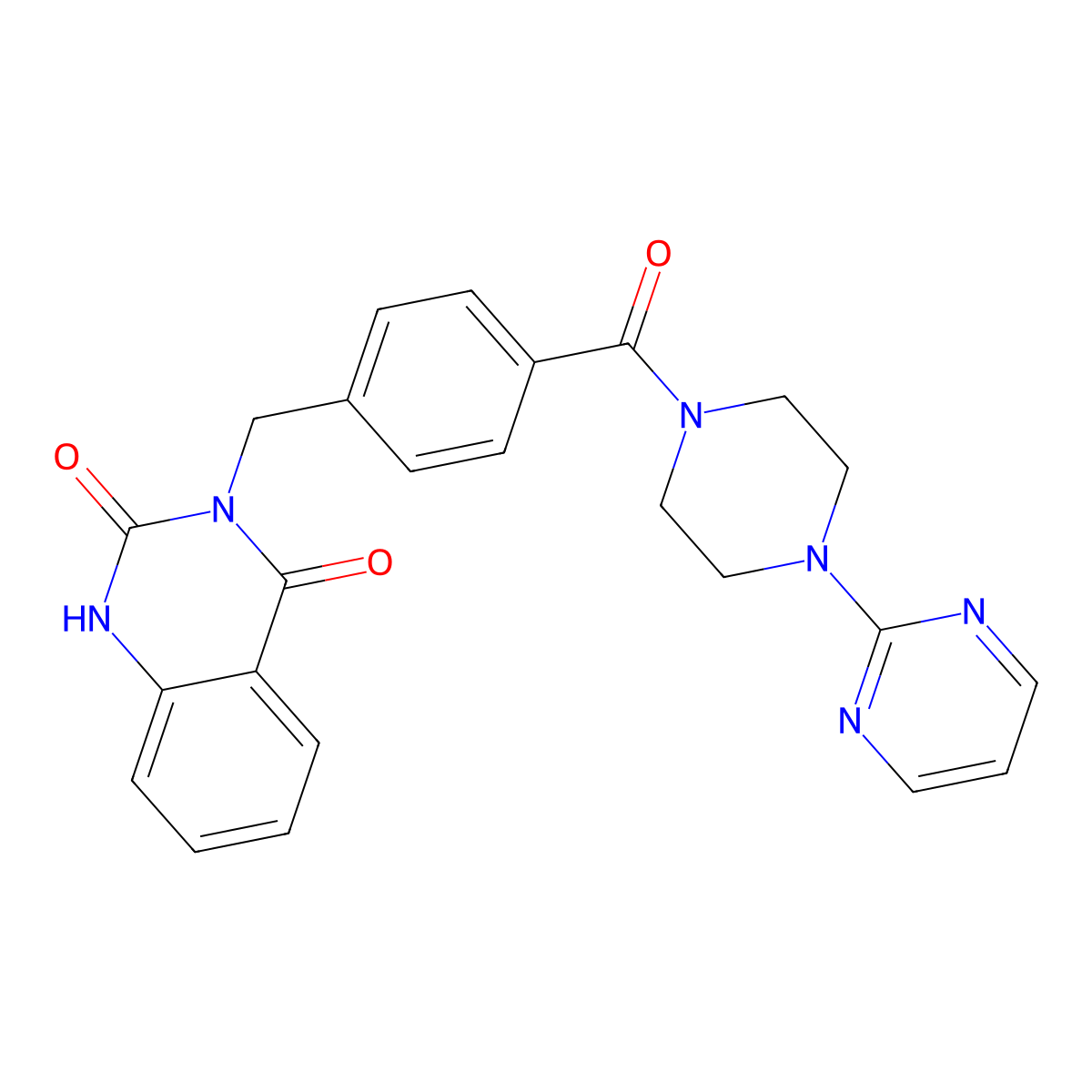 3-[[4-(4-pyrimidin-2-ylpiperazine-1-carbonyl)phenyl]methyl]-1H-quinazoline-2,4-dione molecular structure, CAS 1024485-27-5