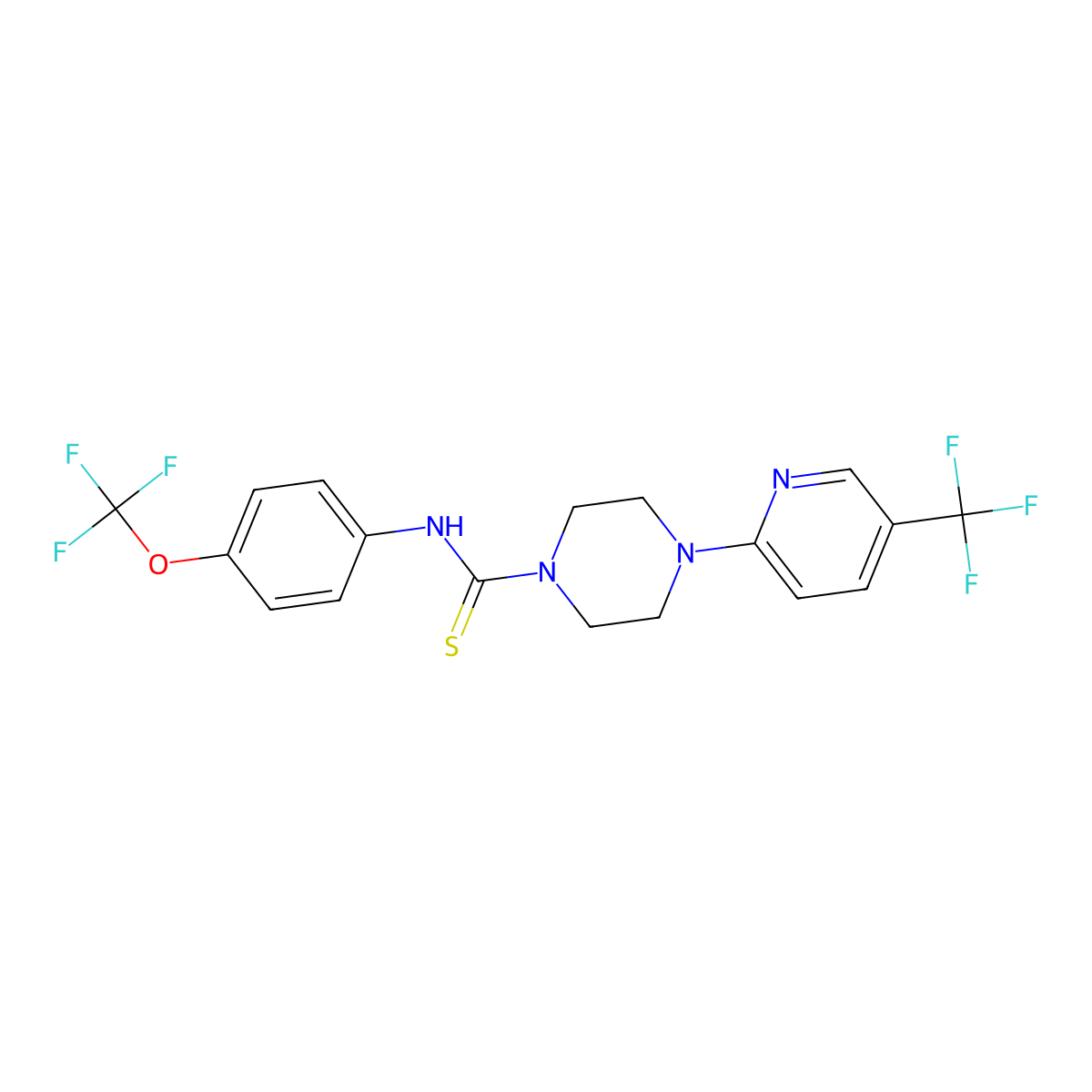 N-[4-(trifluoromethoxy)phenyl]-4-[5-(trifluoromethyl)pyridin-2-yl]piperazine-1-carbothioamide molecular structure, CAS 1024492-48-5