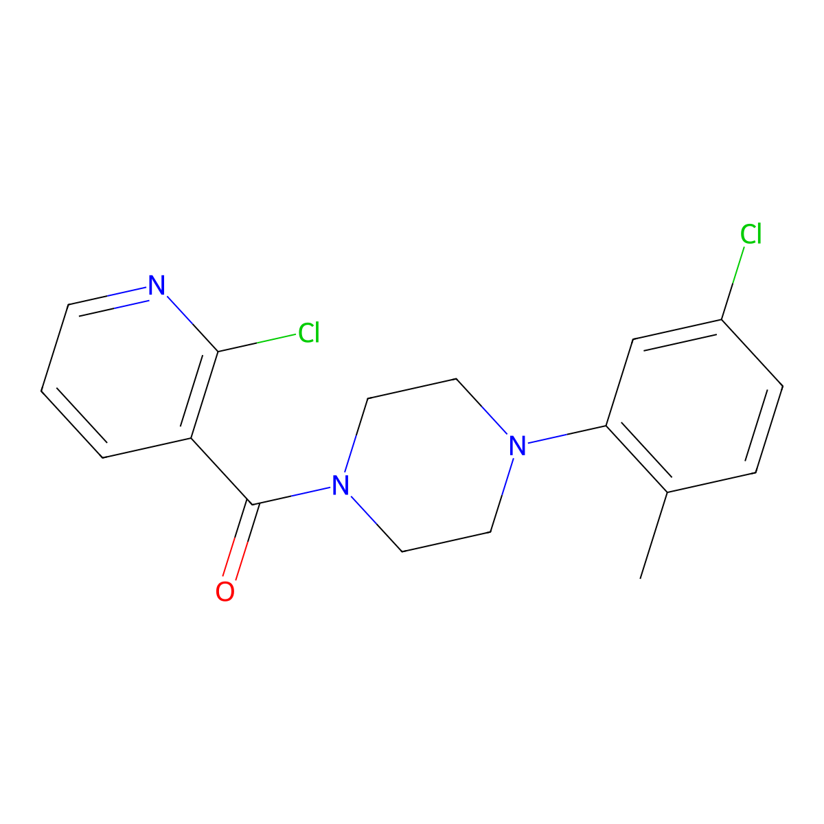 2-Chloro(3-pyridyl) 4-(5-chloro-2-methylphenyl)piperazinyl ketone molecular structure, CAS 1024496-60-3