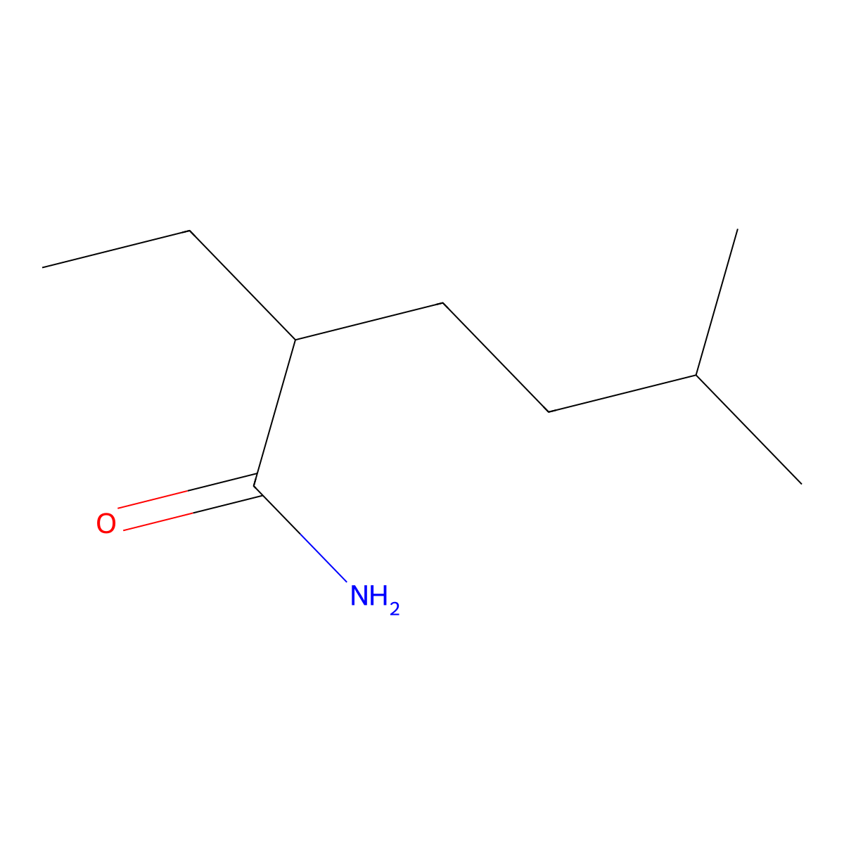 2-Ethyl-5-methylhexanamide molecular structure, CAS 102450-10-2
