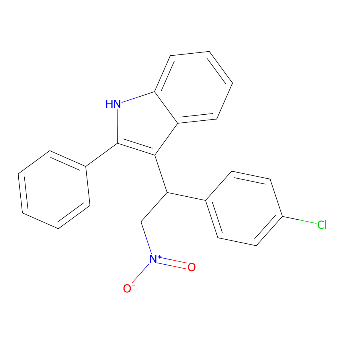 3-[1-(4-chlorophenyl)-2-nitroethyl]-2-phenyl-1H-indole molecular structure, CAS 102451-67-2