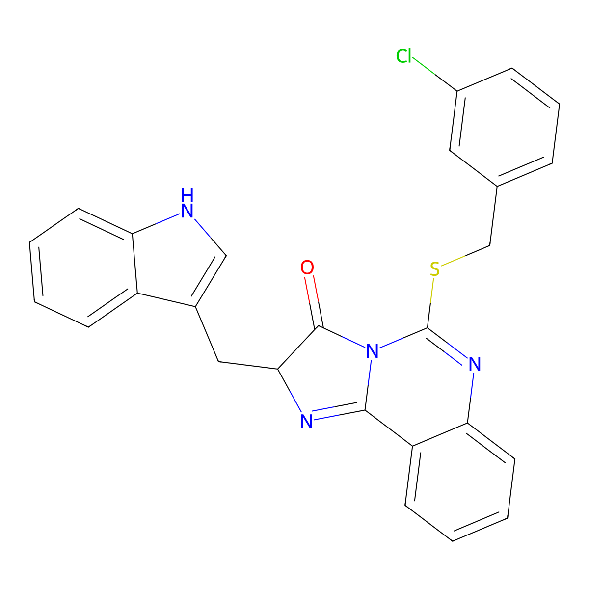 5-{[(3-chlorophenyl)methyl]sulfanyl}-2-[(1H-indol-3-yl)methyl]-2H,3H-imidazo[1,2-c]quinazolin-3-one molecular structure, CAS 1024512-02-4