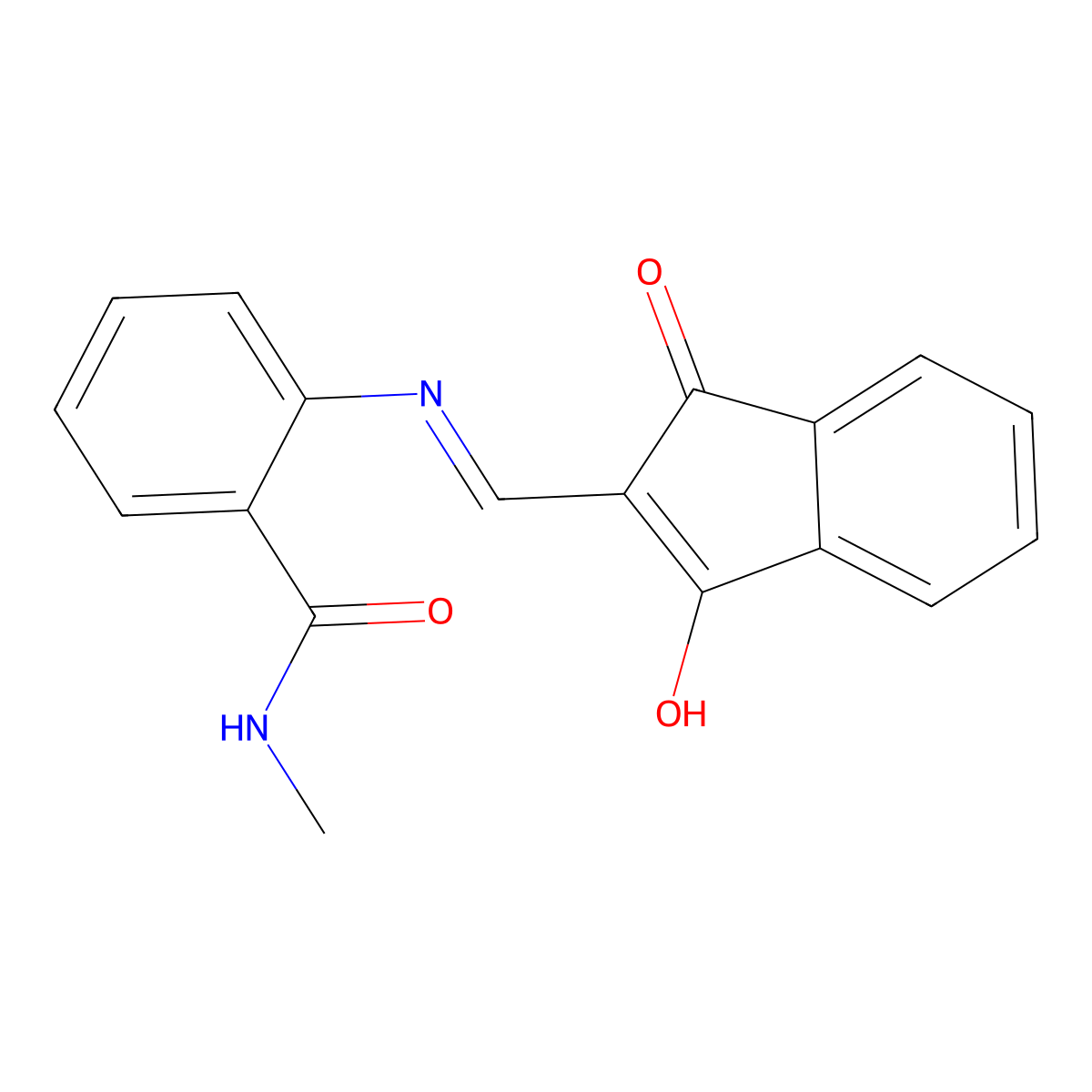 2-{[(1,3-dioxo-2,3-dihydro-1H-inden-2-ylidene)methyl]amino}-N-methylbenzamide molecular structure, CAS 1024515-52-3