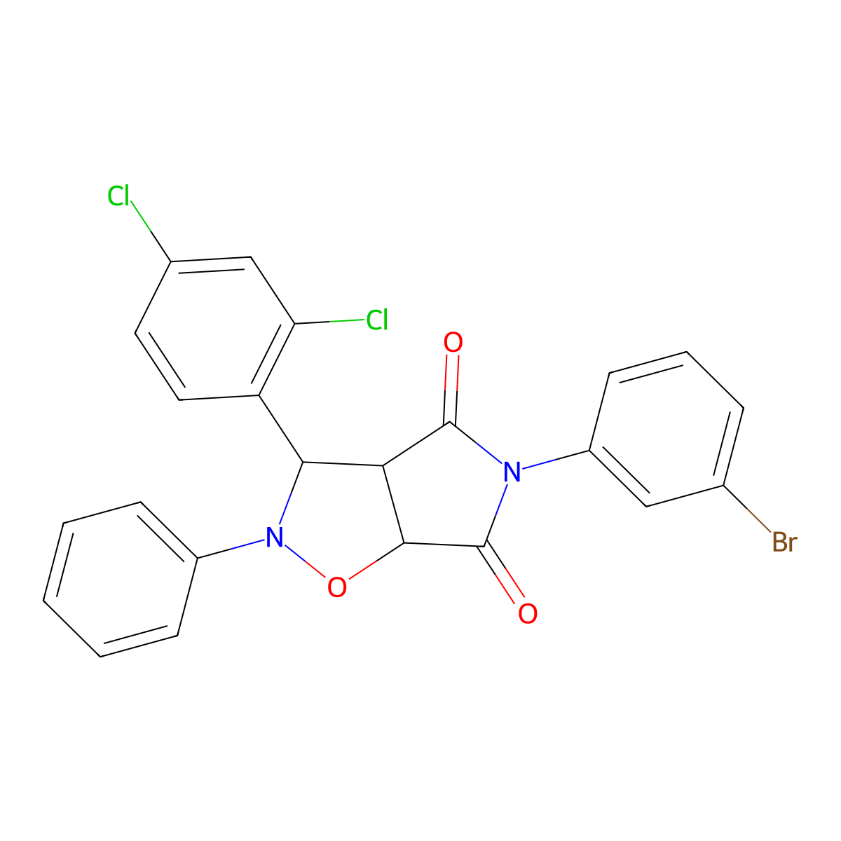 5-(3-bromophenyl)-3-(2,4-dichlorophenyl)-2-phenyldihydro-2H-pyrrolo[3,4-d][1,2]oxazole-4,6(3H,5H)-dione molecular structure, CAS 1024518-15-7