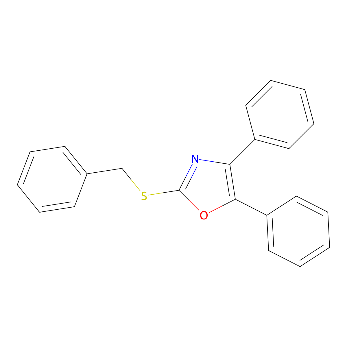 2-(Benzylthio)-4,5-diphenyloxazole molecular structure, CAS 102452-01-7