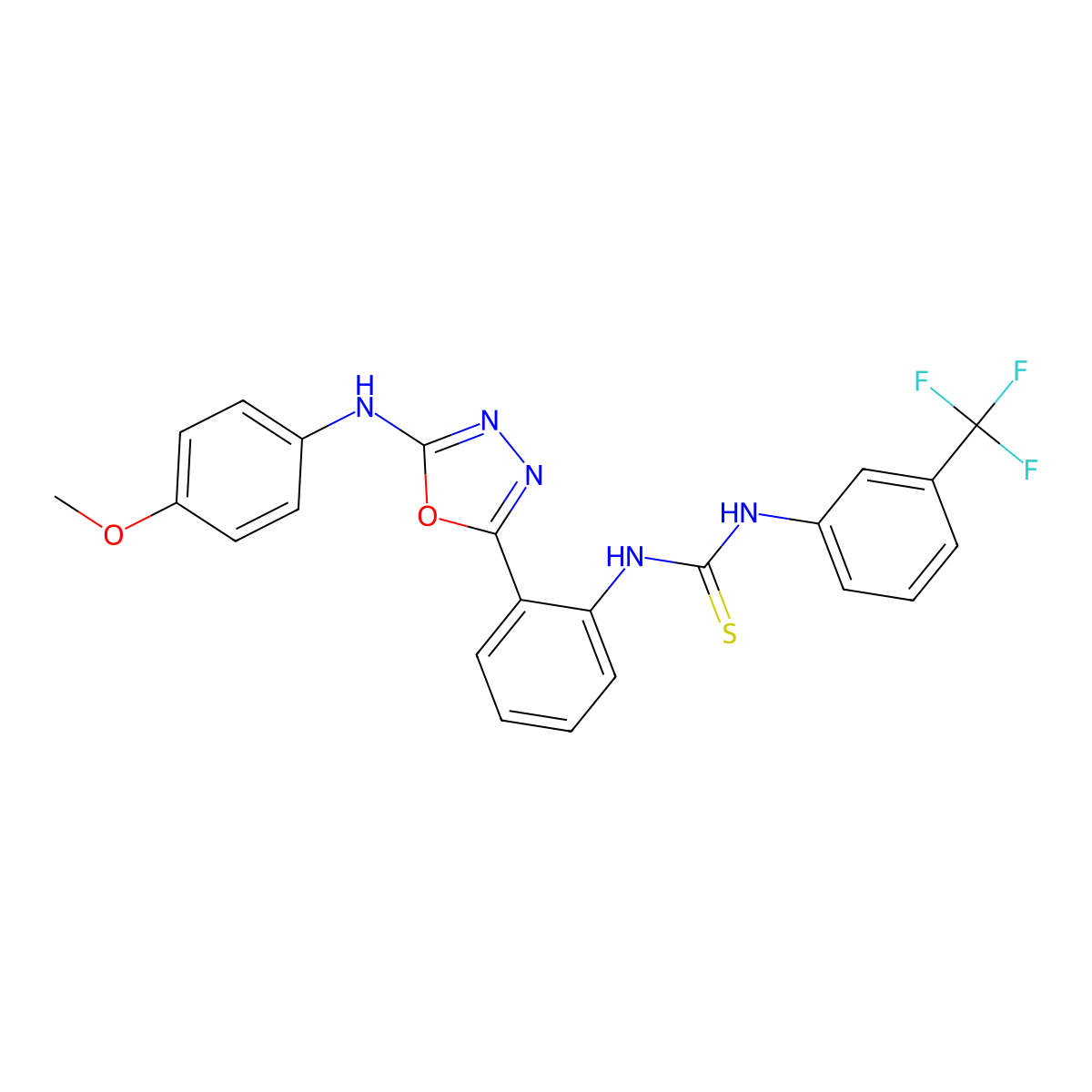1-[2-[5-(4-Methoxyanilino)-1,3,4-oxadiazol-2-yl]phenyl]-3-[3-(trifluoromethyl)phenyl]thiourea molecular structure, CAS 1024522-98-2