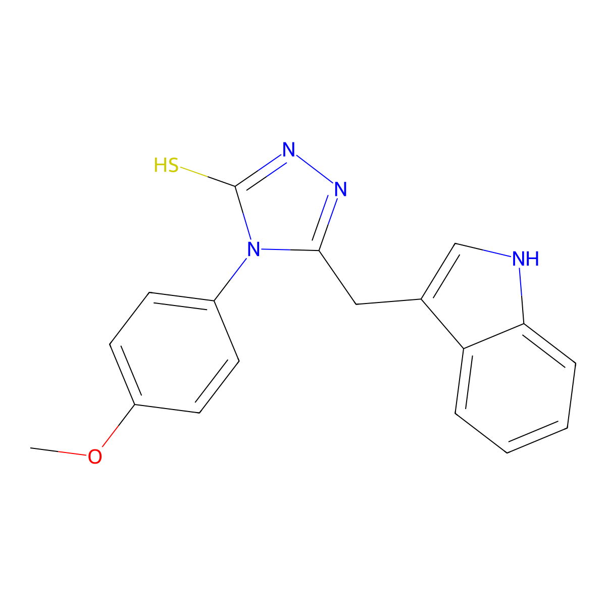 5-(Indol-3-ylmethyl)-4-(4-methoxyphenyl)-1,2,4-triazole-3-thiol molecular structure, CAS 1024523-01-0