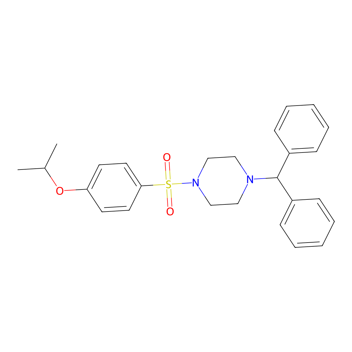4-(Diphenylmethyl)-1-((4-(isopropoxy)phenyl)sulfonyl)piperazine molecular structure, CAS 1024523-03-2