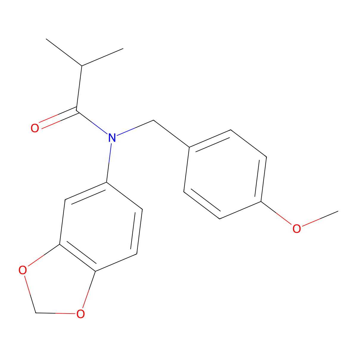N-(1,3-benzodioxol-5-yl)-N-[(4-methoxyphenyl)methyl]-2-methylpropanamide molecular structure, CAS 1024523-11-2