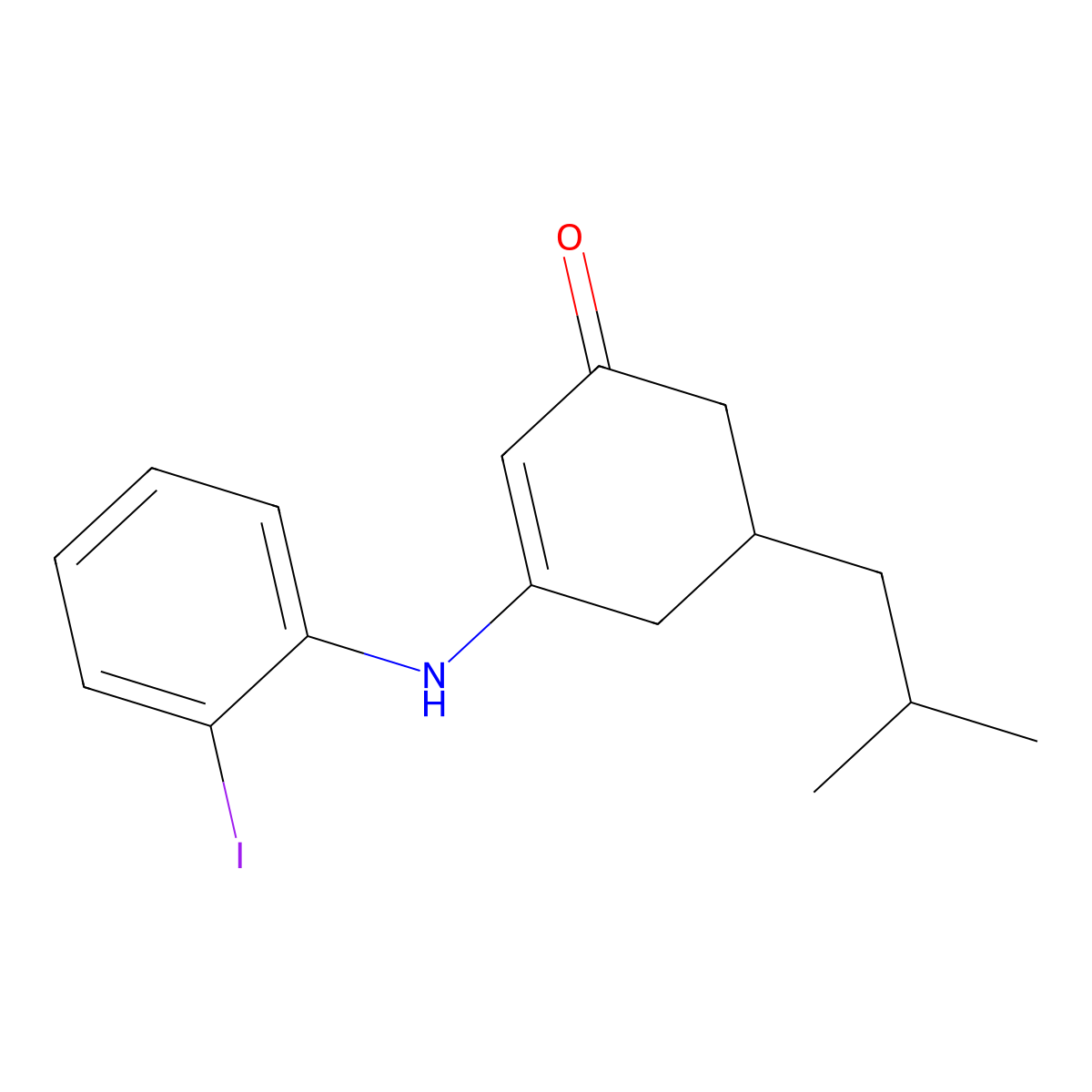 3-((2-Iodophenyl)amino)-5-(2-methylpropyl)cyclohex-2-EN-1-one molecular structure, CAS 1024523-17-8