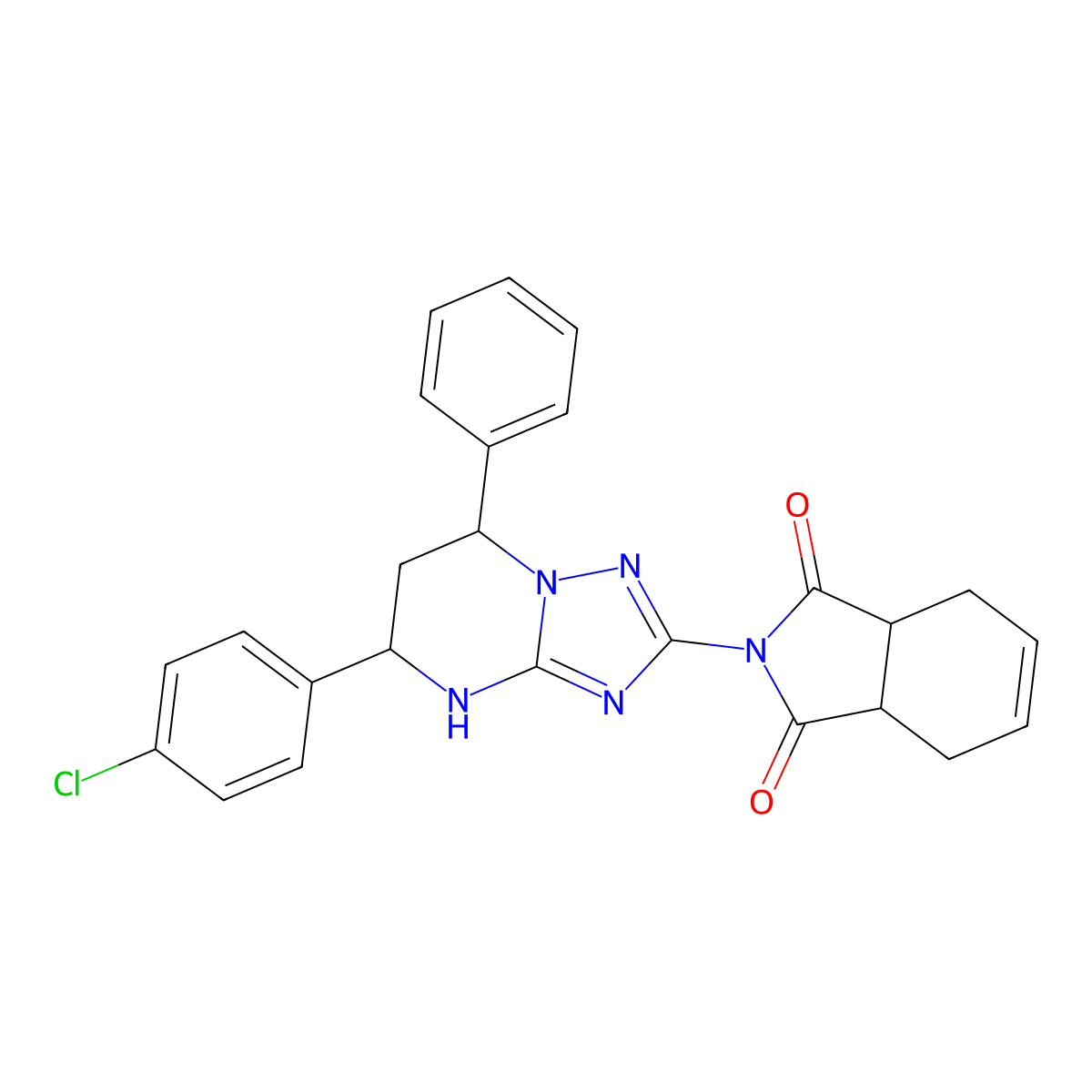 2-[5-(4-chlorophenyl)-7-phenyl-4,5,6,7-tetrahydro[1,2,4]triazolo[1,5-a]pyrimidin-2-yl]-3a,4,7,7a-tetrahydro-1H-isoindole-1,3(2H)-dione molecular structure, CAS 1024530-96-8