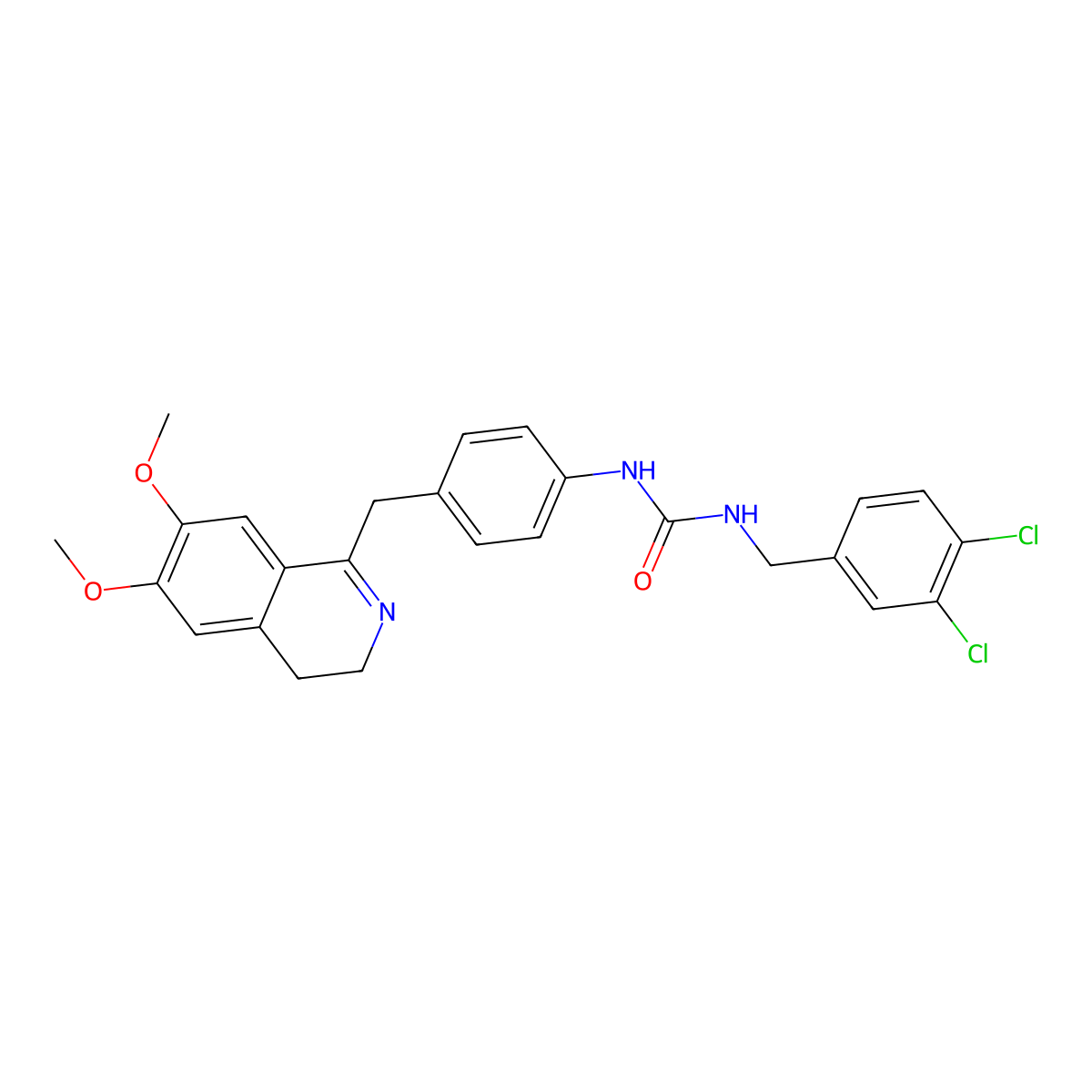 1-[(3,4-Dichlorophenyl)methyl]-3-[4-[(6,7-dimethoxy-3,4-dihydroisoquinolin-1-yl)methyl]phenyl]urea molecular structure, CAS 1024533-31-0