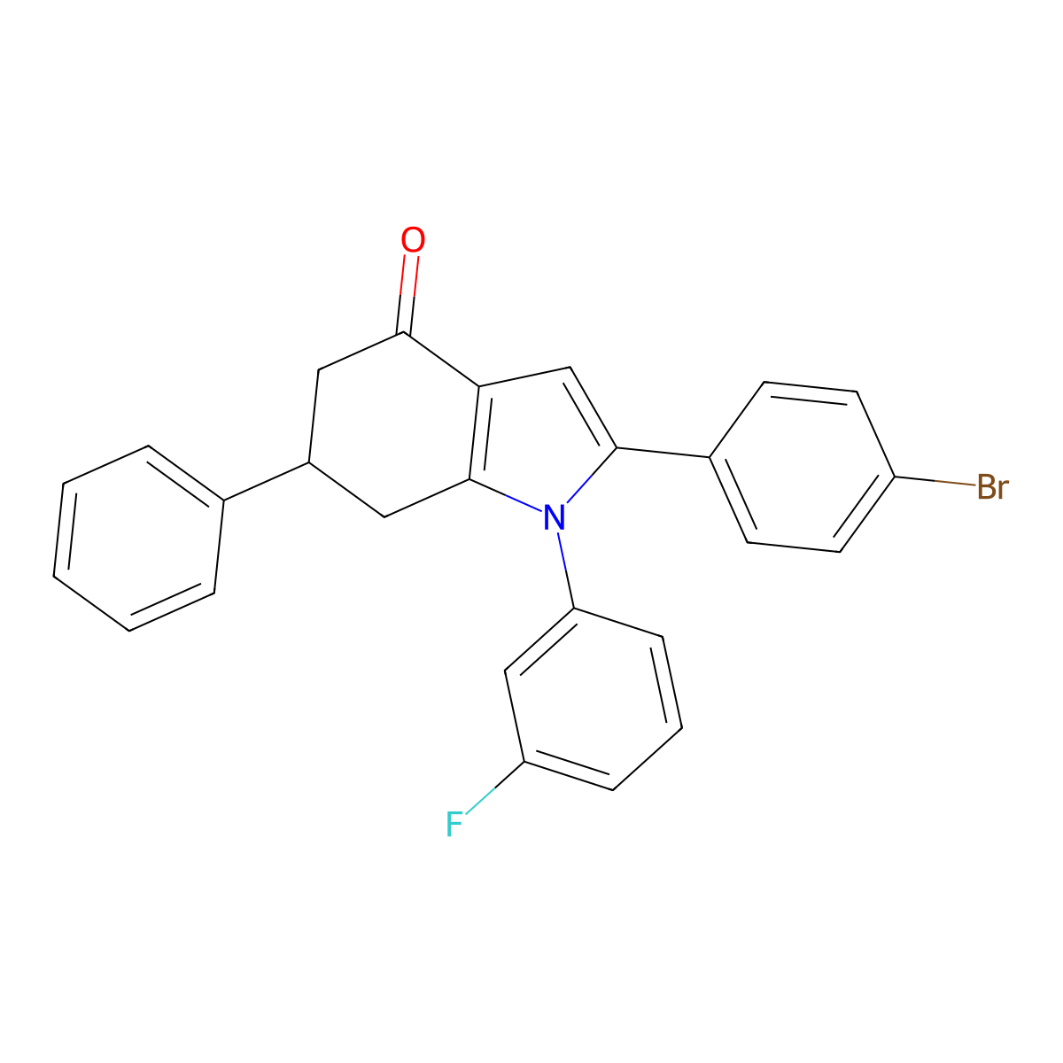 2-(4-Bromophenyl)-1-(3-fluorophenyl)-6-phenyl-5,6,7-trihydroindol-4-one molecular structure, CAS 1024535-22-5