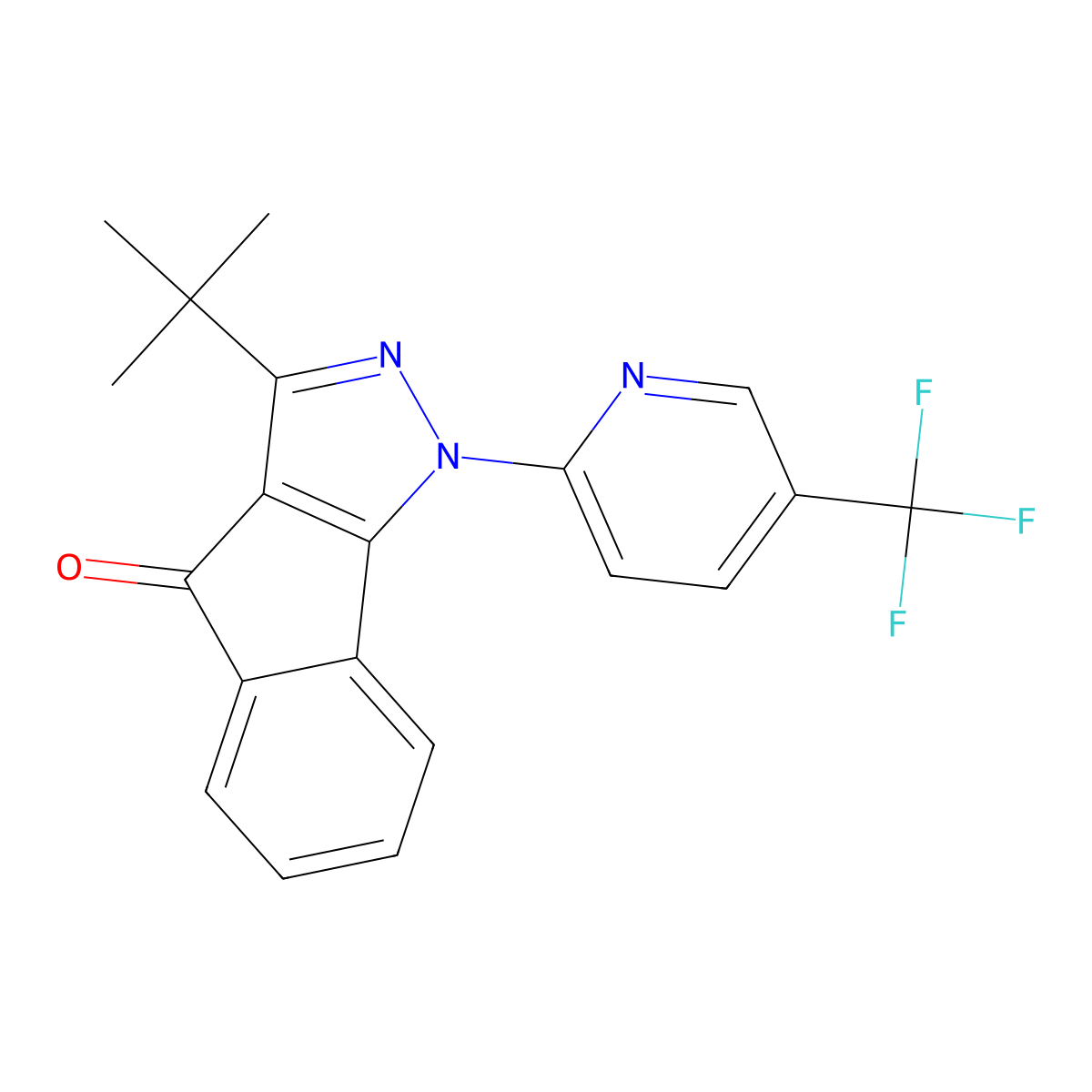3-(Tert-butyl)-1-(5-(trifluoromethyl)(2-pyridyl))indeno[2,3-D]pyrazol-4-one molecular structure, CAS 1024537-54-9