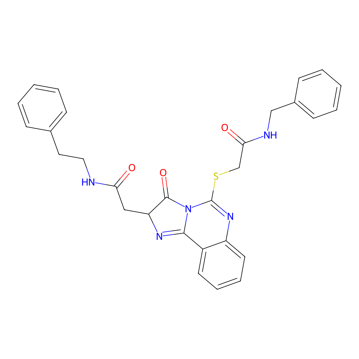 N-benzyl-2-((3-oxo-2-(2-oxo-2-(phenethylamino)ethyl)-2,3-dihydroimidazo[1,2-c]quinazolin-5-yl)thio)acetamide molecular structure, CAS 1024546-83-5