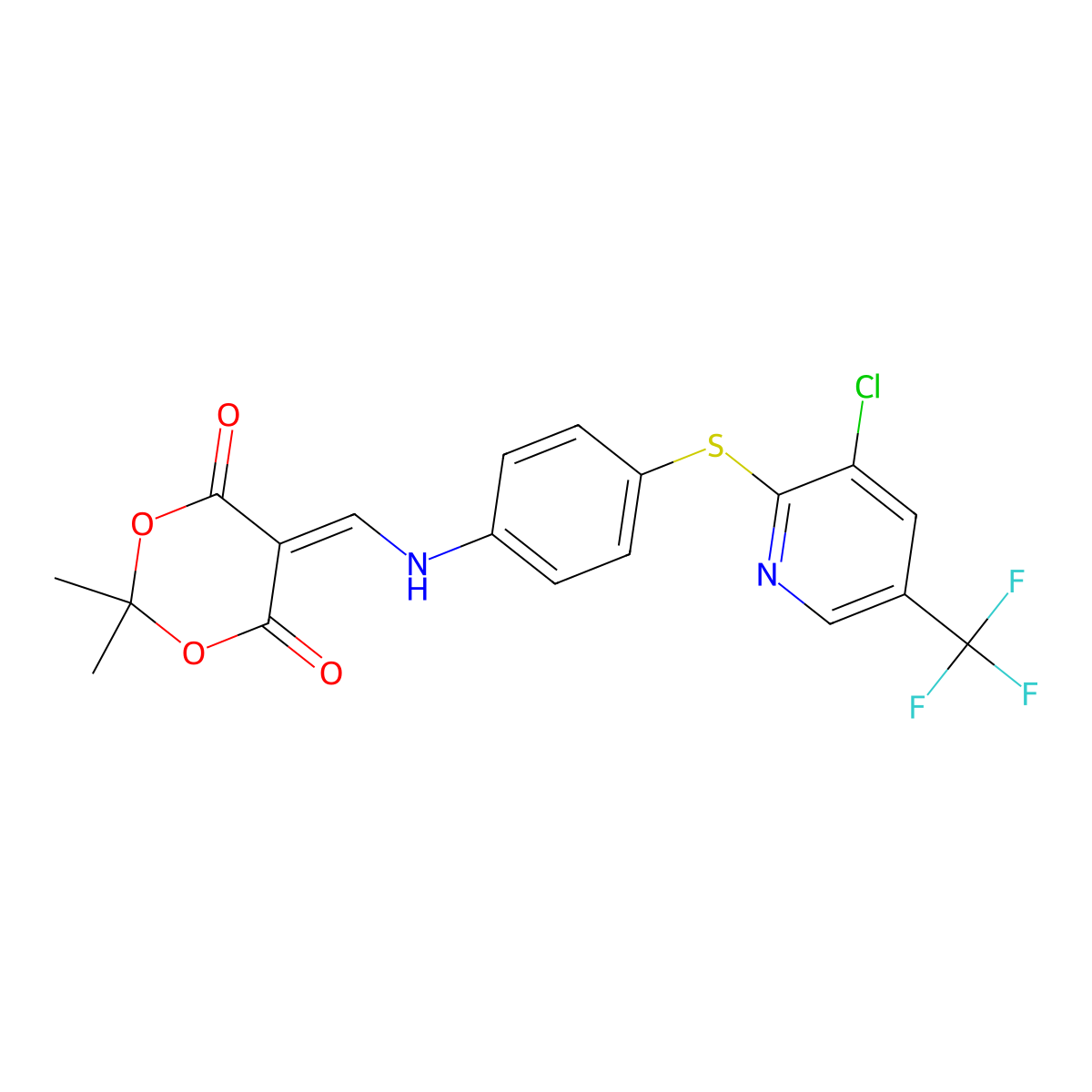 5-[[4-[3-Chloro-5-(trifluoromethyl)pyridin-2-yl]sulfanylanilino]methylidene]-2,2-dimethyl-1,3-dioxane-4,6-dione molecular structure, CAS 1024547-22-5