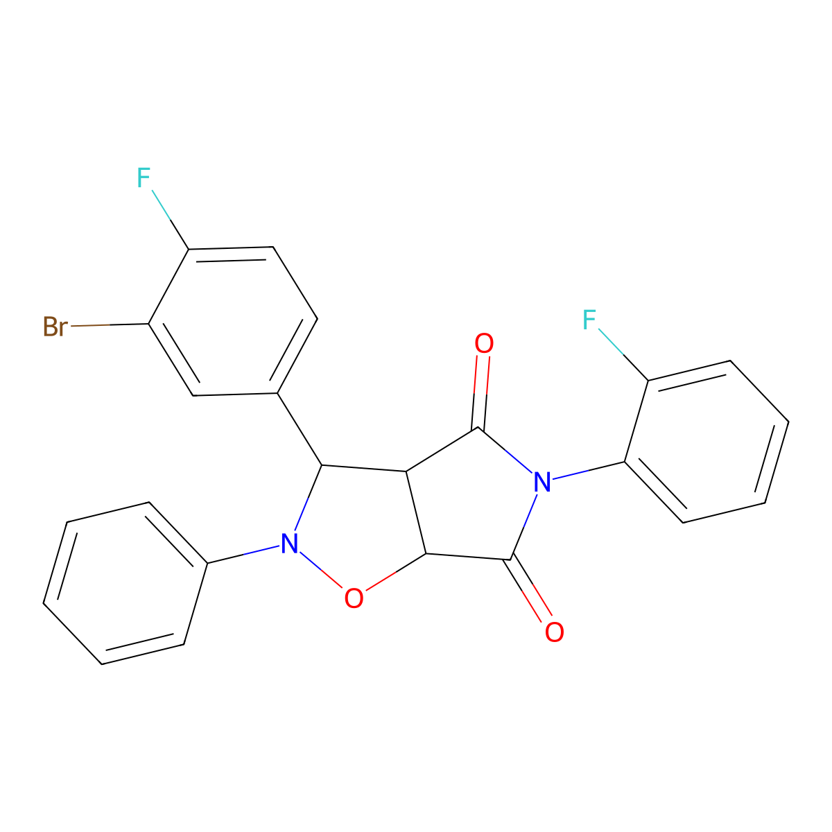 3-(3-bromo-4-fluorophenyl)-5-(2-fluorophenyl)-2-phenyldihydro-2H-pyrrolo[3,4-d][1,2]oxazole-4,6(3H,5H)-dione molecular structure, CAS 1024547-71-4