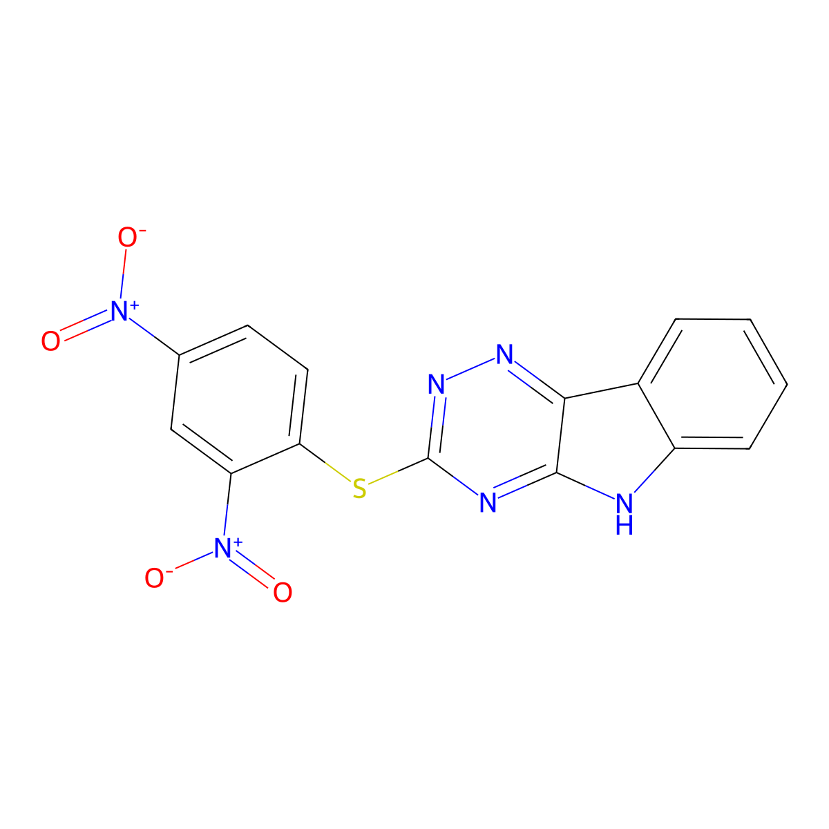 3-[(2,4-dinitrophenyl)sulfanyl]-5H-[1,2,4]triazino[5,6-b]indole molecular structure, CAS 1024558-91-5