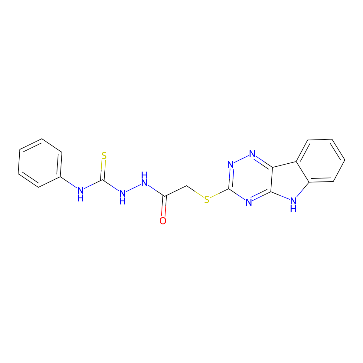 1-phenyl-3-[[2-(5H-[1,2,4]triazino[5,6-b]indol-3-ylsulfanyl)acetyl]amino]thiourea molecular structure, CAS 1024559-37-2