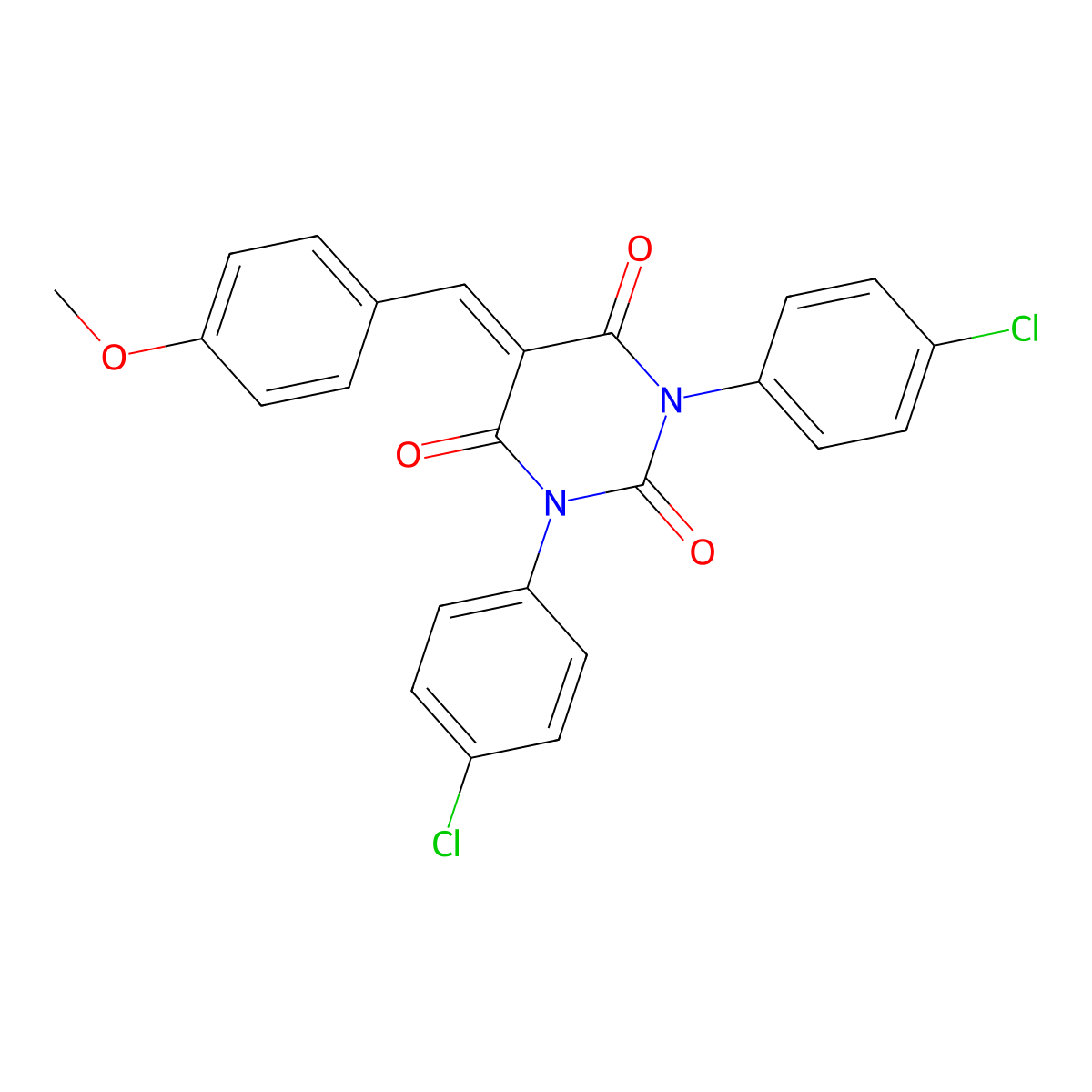 1,3-Bis(4-chlorophenyl)-5-[(4-methoxyphenyl)methylidene]-1,3-diazinane-2,4,6-trione molecular structure, CAS 1024561-91-8