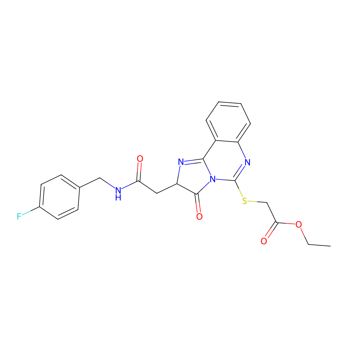 ethyl 2-[[2-[2-[(4-fluorophenyl)methylamino]-2-oxoethyl]-3-oxo-2H-imidazo[1,2-c]quinazolin-5-yl]sulfanyl]acetate molecular structure, CAS 1024569-83-2