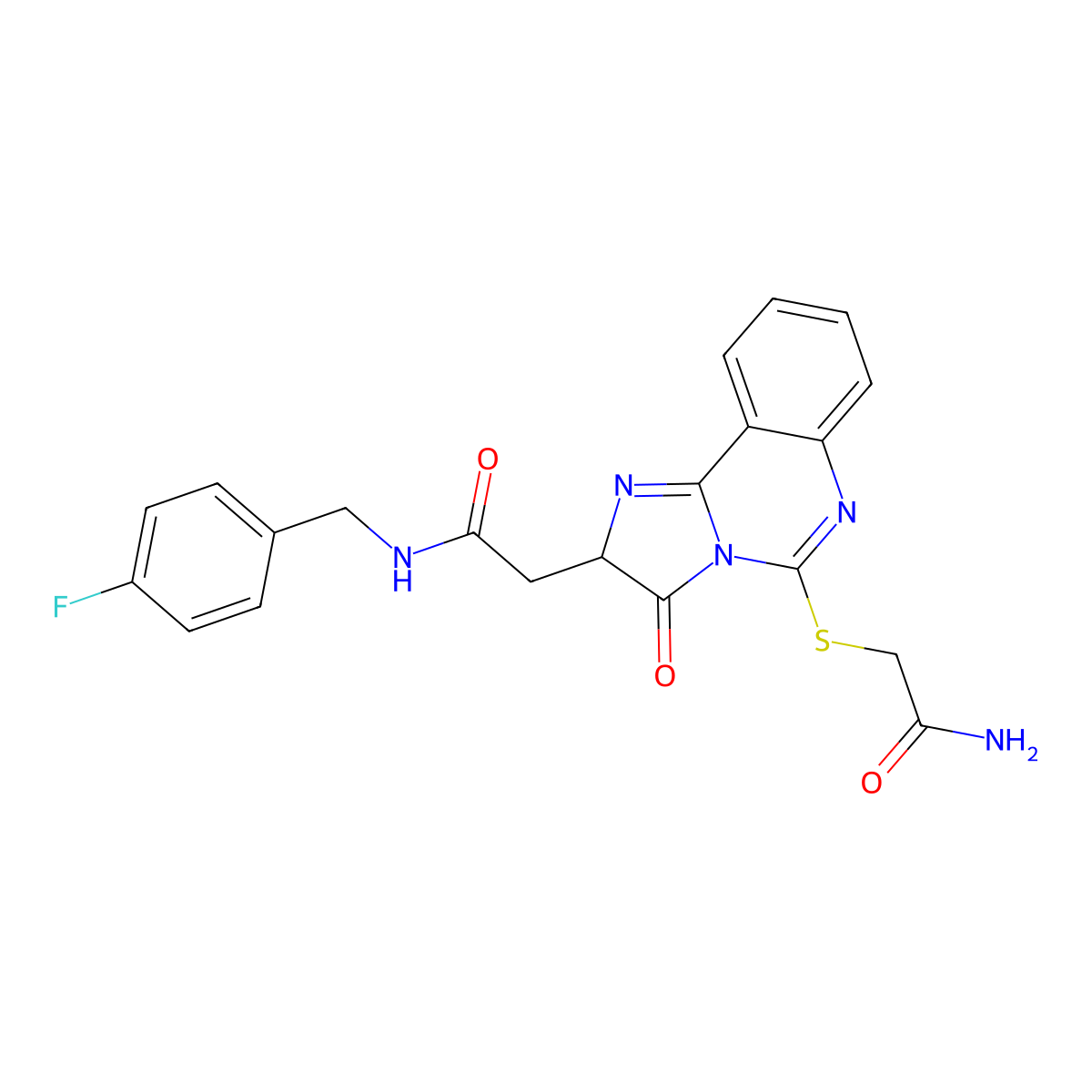 2-[5-(2-amino-2-oxoethyl)sulfanyl-3-oxo-2H-imidazo[1,2-c]quinazolin-2-yl]-N-[(4-fluorophenyl)methyl]acetamide molecular structure, CAS 1024569-87-6