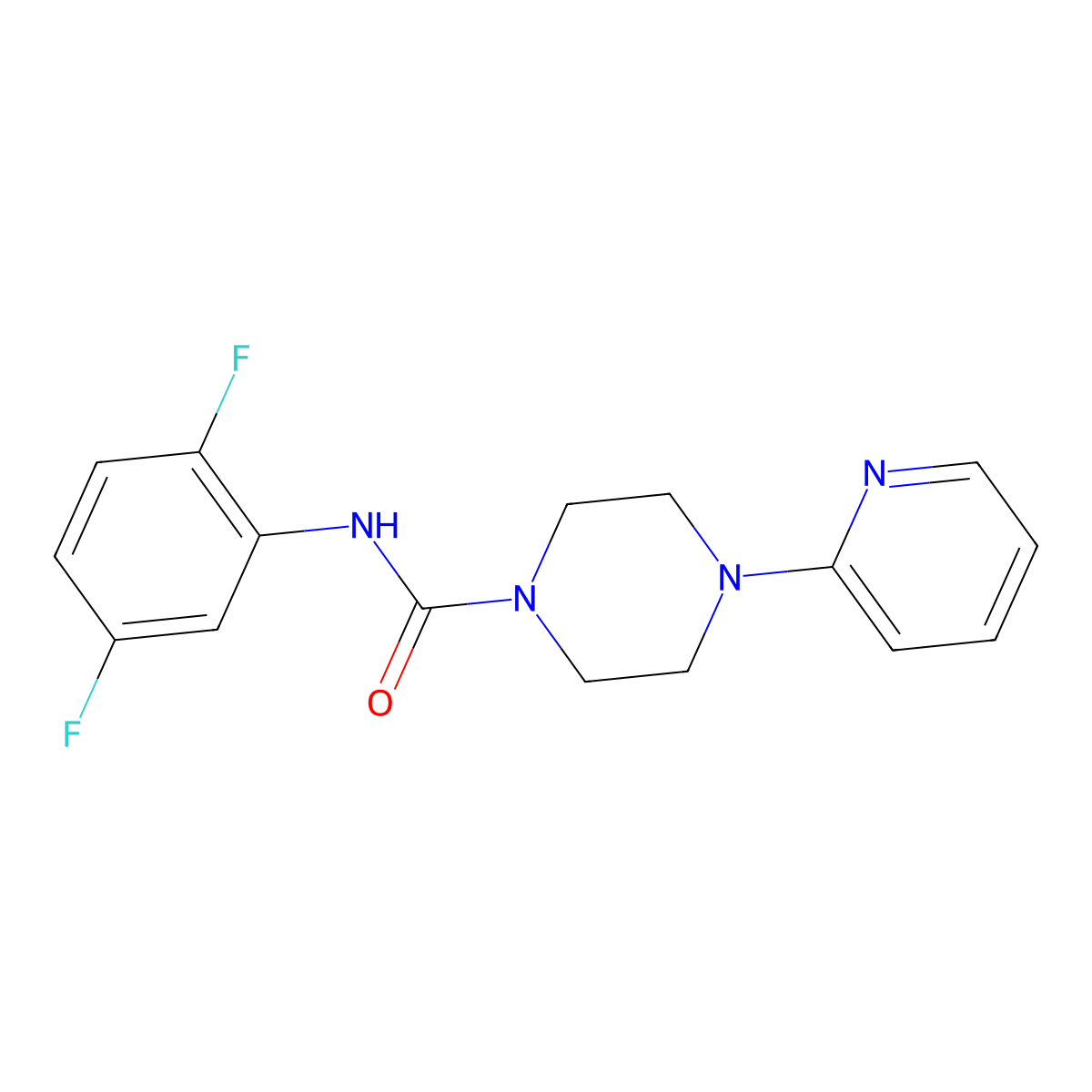 ((2,5-Difluorophenyl)amino)(4-(2-pyridyl)piperazinyl)methane-1-one molecular structure, CAS 1024572-82-4