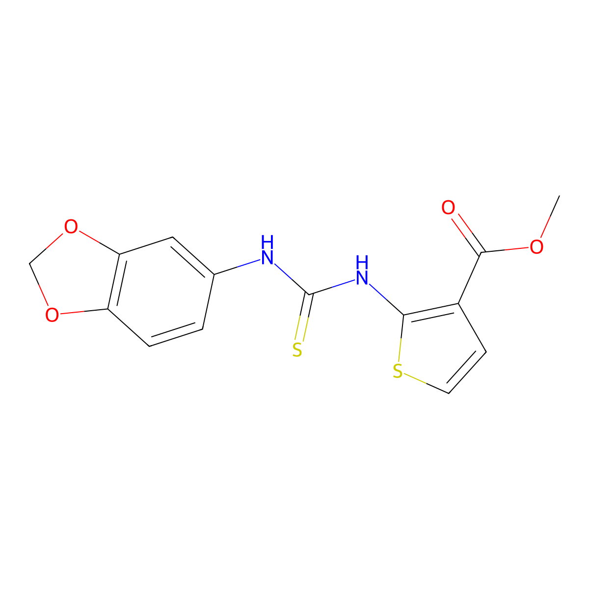Methyl 2-(1,3-benzodioxol-5-ylcarbamothioylamino)thiophene-3-carboxylate molecular structure, CAS 1024572-86-8