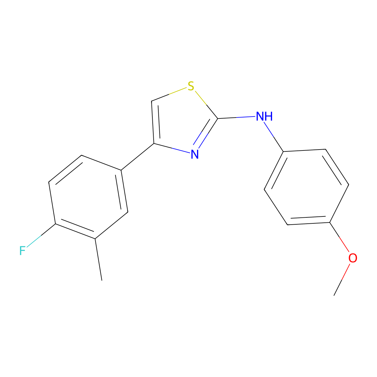 4-(4-fluoro-3-methylphenyl)-N-(4-methoxyphenyl)-1,3-thiazol-2-amine molecular structure, CAS 1024574-55-7