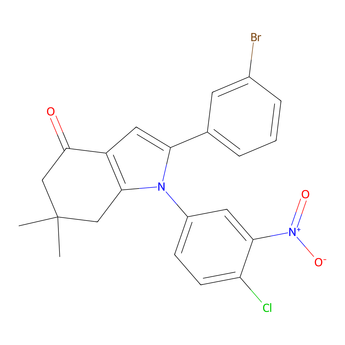 2-(3-Bromophenyl)-1-(4-chloro-3-nitrophenyl)-6,6-dimethyl-5,6,7-trihydroindol-4-one molecular structure, CAS 1024577-92-1