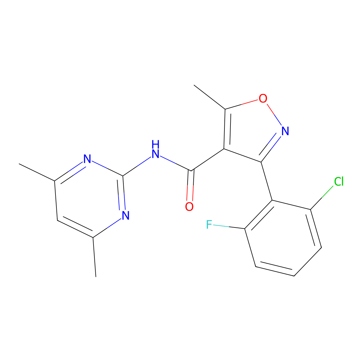 N-(4,6-Dimethylpyrimidin-2-YL)(3-(6-chloro-2-fluorophenyl)-5-methylisoxazol-4-YL)formamide molecular structure, CAS 1024580-12-8