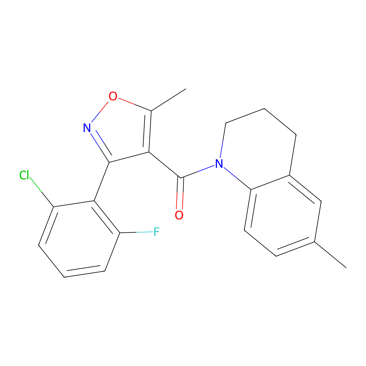 3-(6-Chloro-2-fluorophenyl)-5-methylisoxazol-4-YL 6-methyl(1,2,3,4-tetrahydroquinolyl) ketone molecular structure, CAS 1024580-16-2