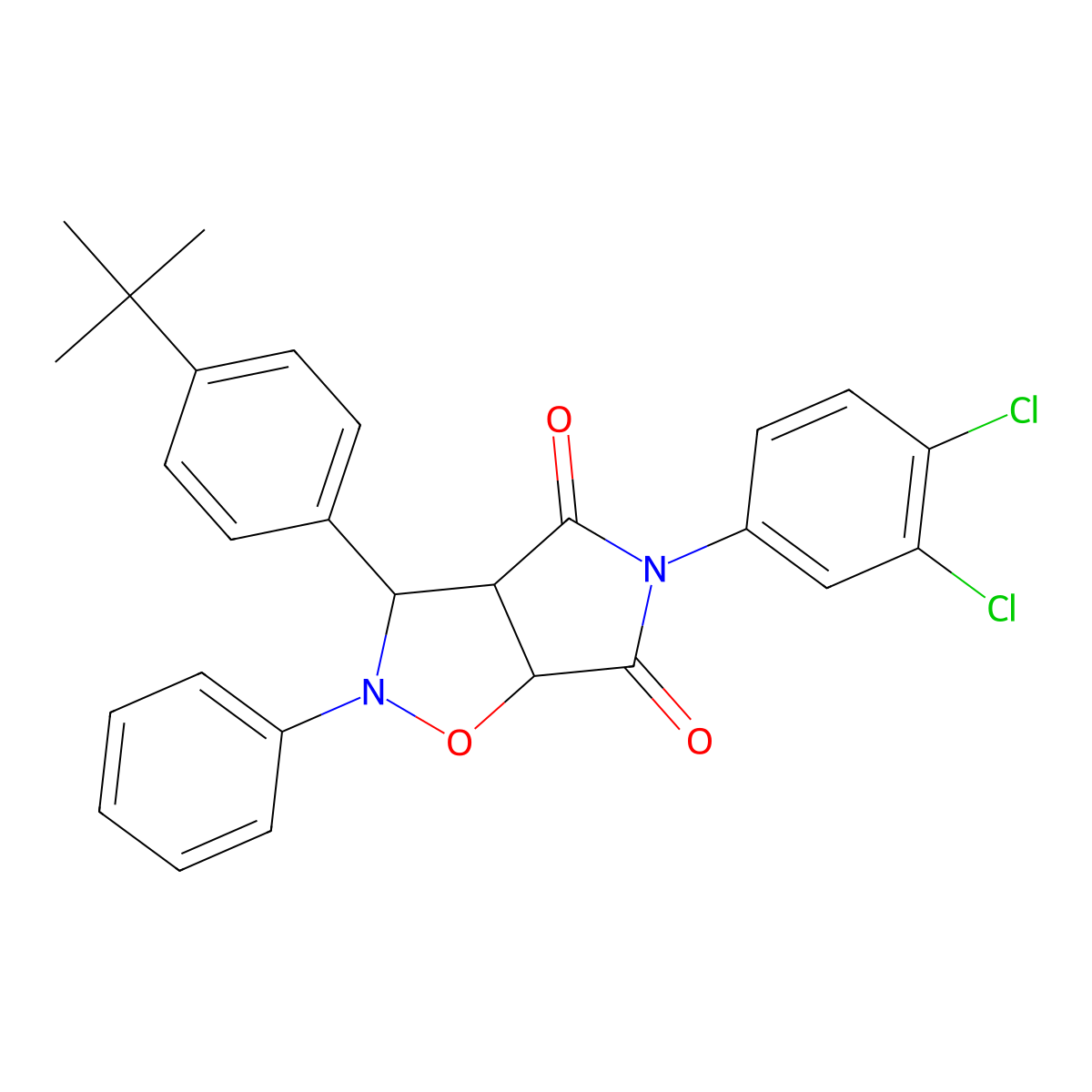 3-(4-tert-butylphenyl)-5-(3,4-dichlorophenyl)-2-phenyldihydro-2H-pyrrolo[3,4-d][1,2]oxazole-4,6(3H,5H)-dione molecular structure, CAS 1024580-77-5