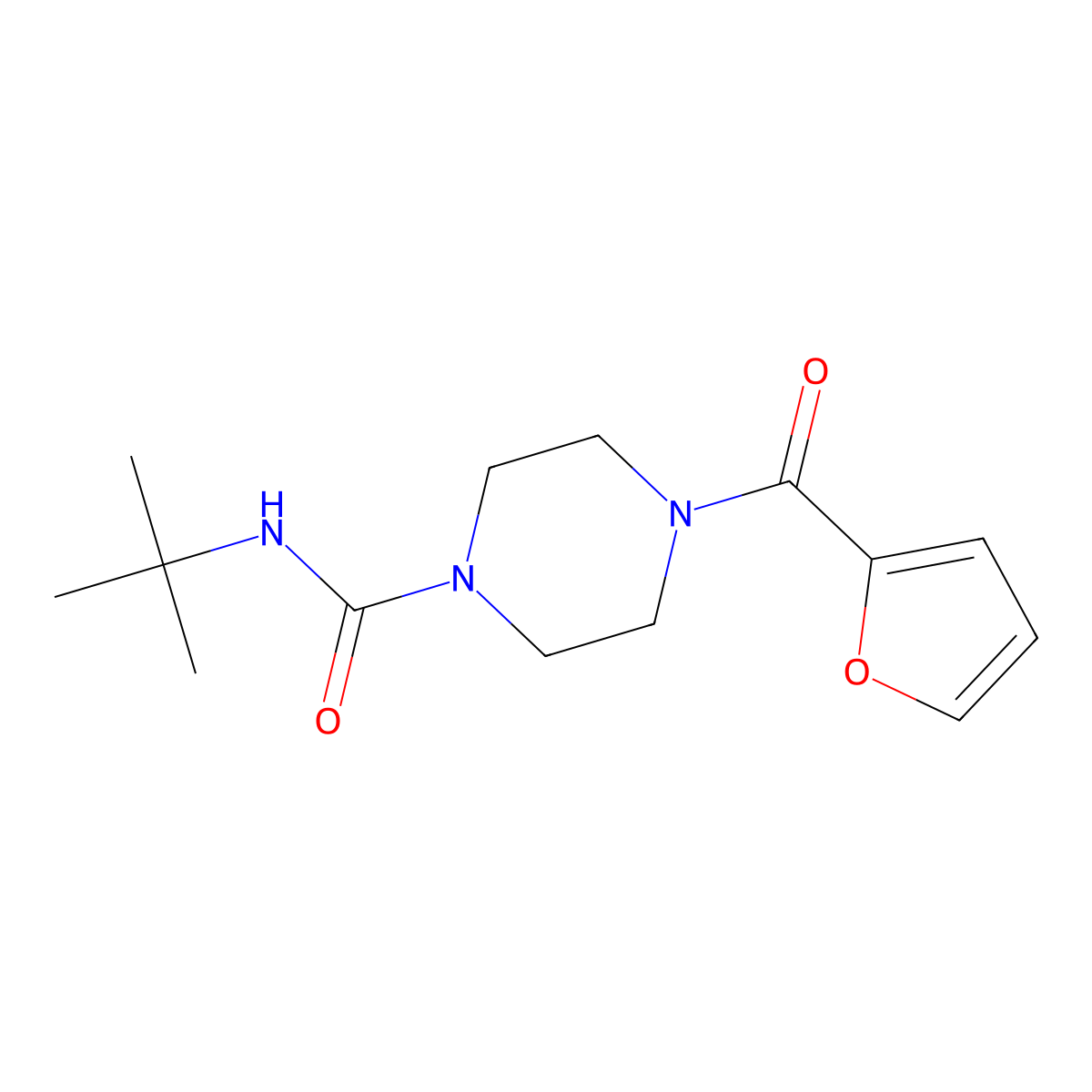 N-tert-butyl-4-(furan-2-carbonyl)piperazine-1-carboxamide molecular structure, CAS 1024585-06-5