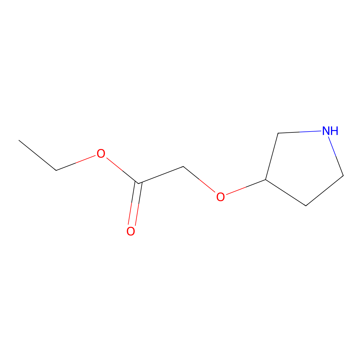 ethyl 2-[(3R)-pyrrolidin-3-yloxy]acetate molecular structure, CAS 1024586-62-6