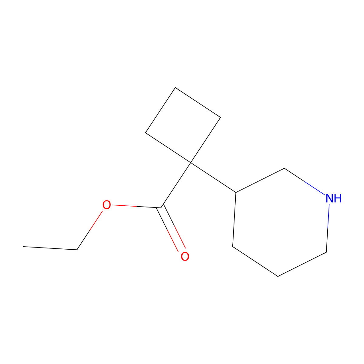 Ethyl 1-(piperidin-3-yl)cyclobutane-1-carboxylate molecular structure, CAS 1024586-67-1