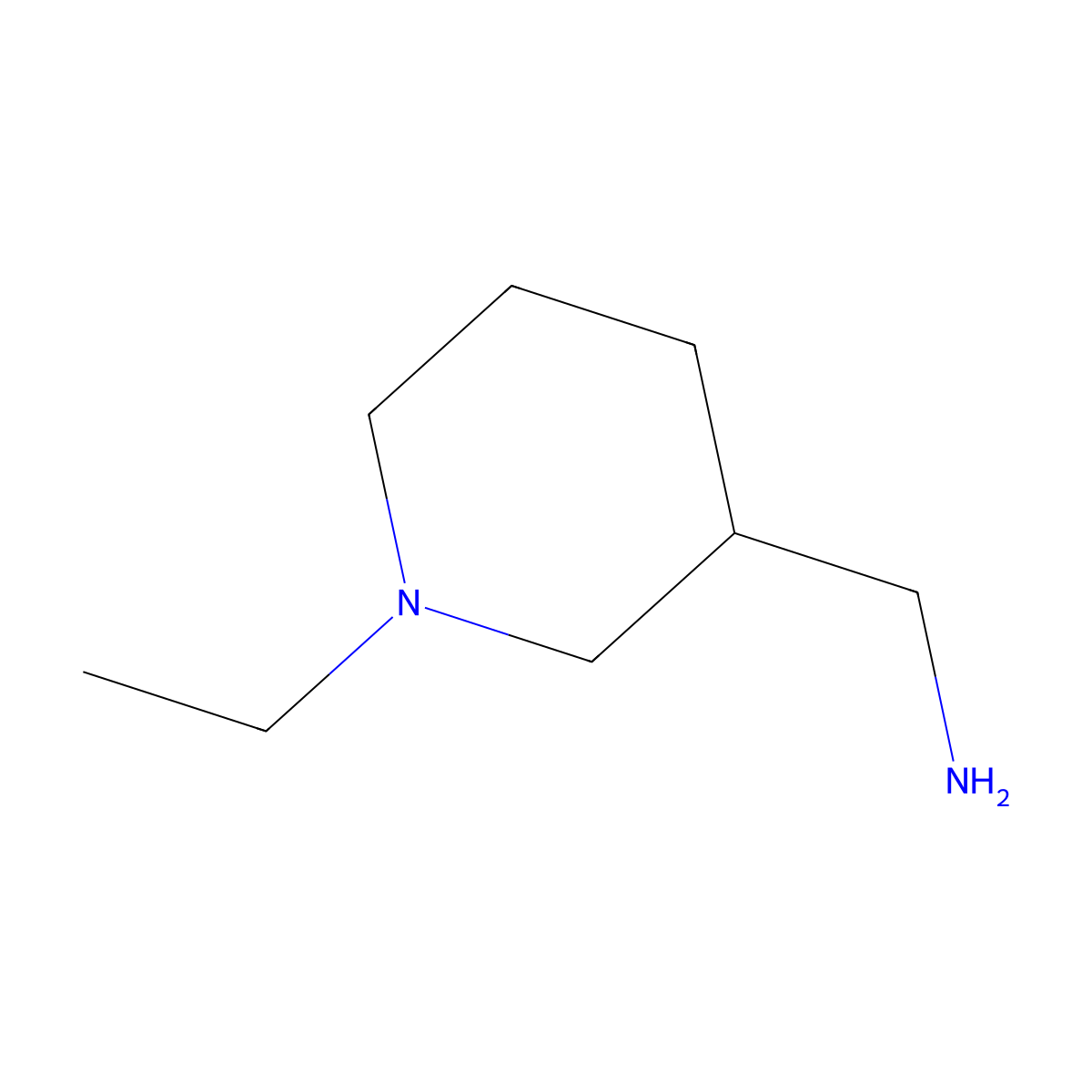 (1-Ethylpiperidin-3-yl)methanamine molecular structure, CAS 102459-02-9