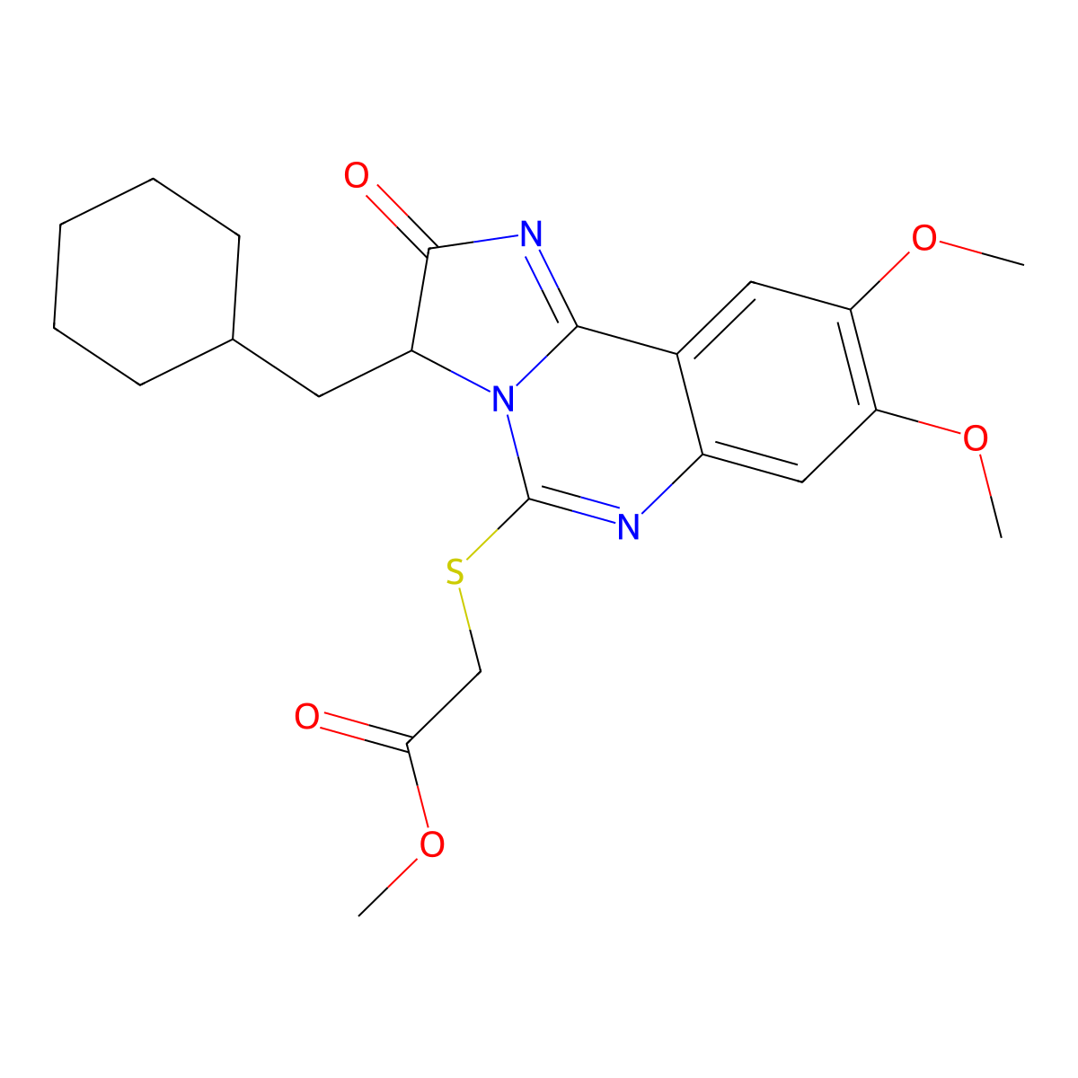 Methyl 2-{[3-(cyclohexylmethyl)-8,9-dimethoxy-2-oxo-2,3-dihydroimidazo[1,2-c]quinazolin-5-yl]sulfanyl}acetate molecular structure, CAS 1024591-28-3