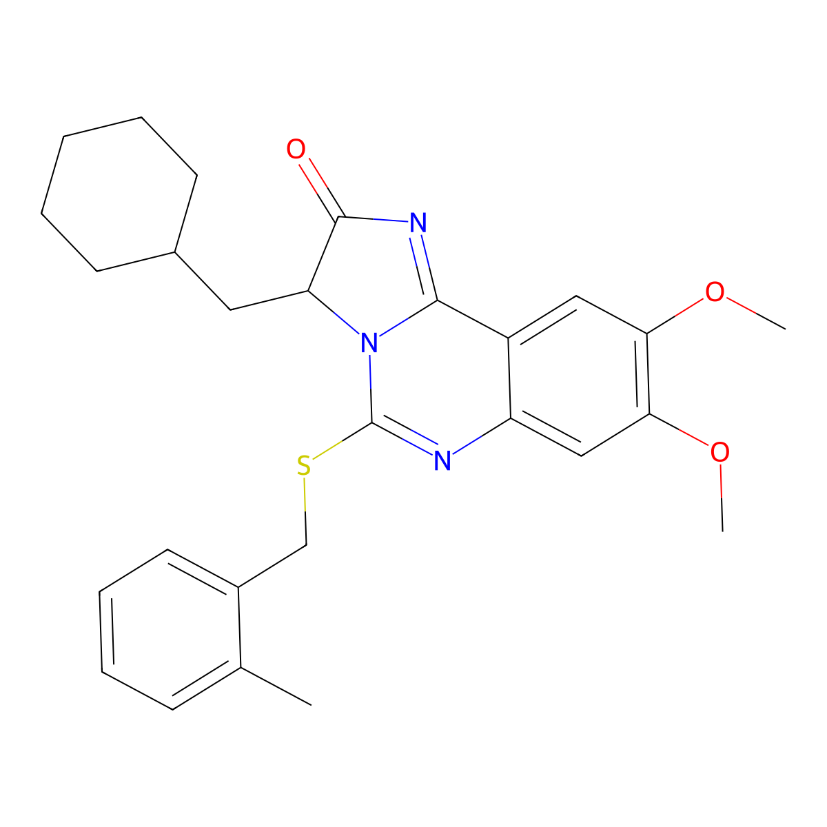 3-(cyclohexylmethyl)-8,9-dimethoxy-5-[(2-methylbenzyl)sulfanyl]imidazo[1,2-c]quinazolin-2(3H)-one molecular structure, CAS 1024593-93-8