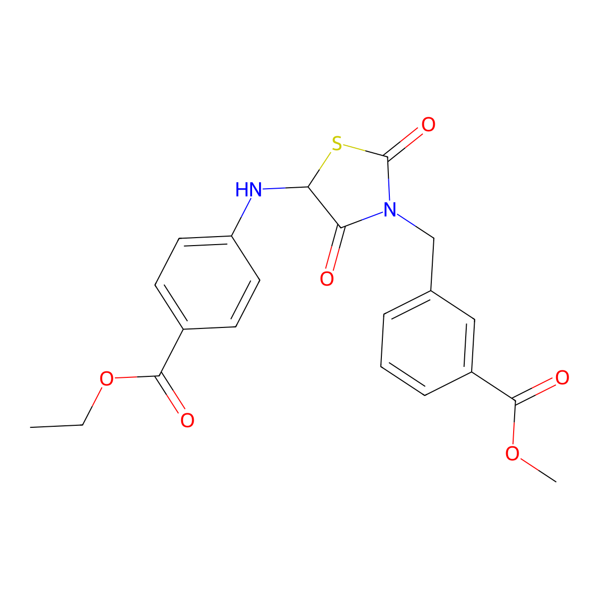 Methyl 3-[(5-{[4-(ethoxycarbonyl)phenyl]amino}-2,4-dioxo-1,3-thiazolidin-3-yl)methyl]benzoate molecular structure, CAS 1024593-98-3