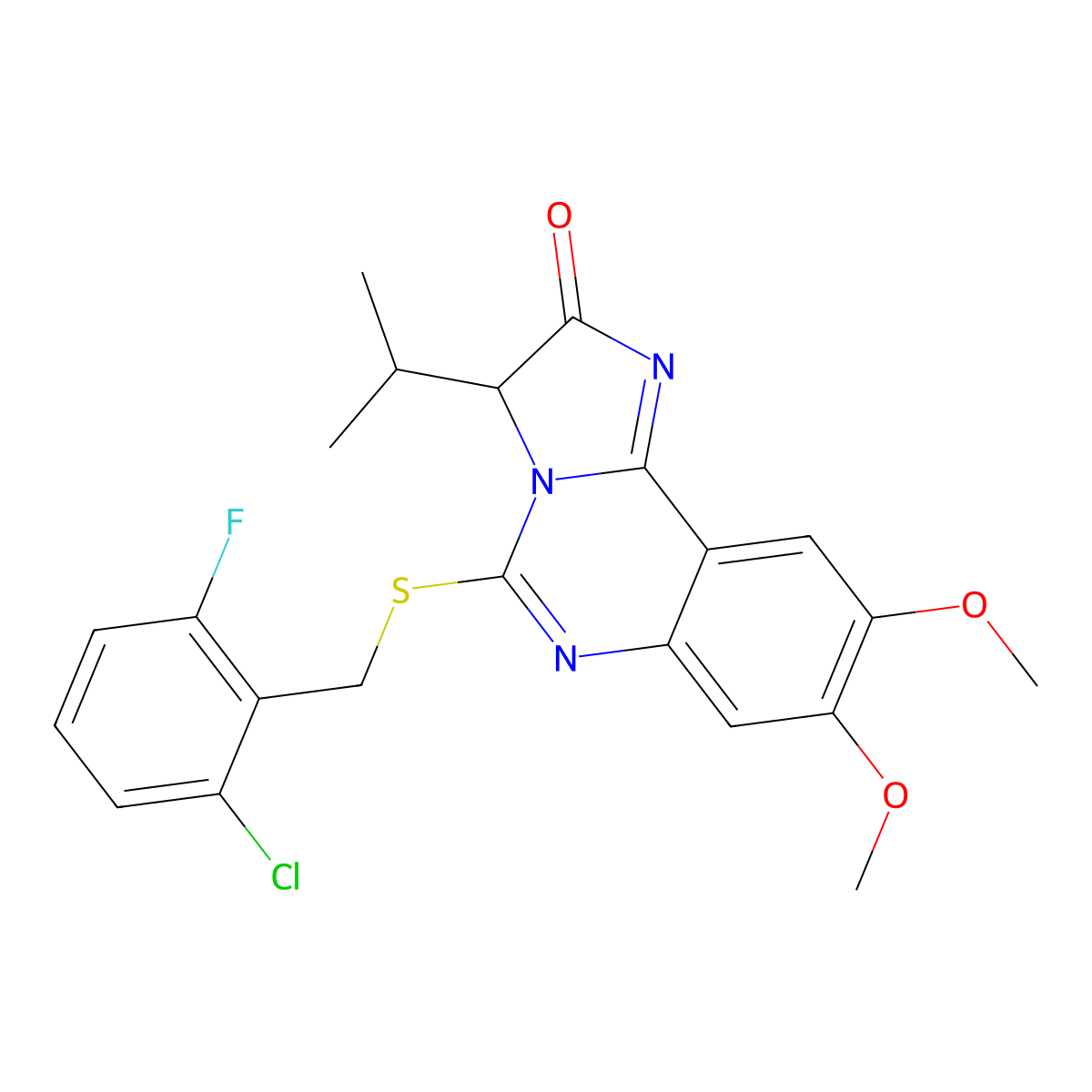 5-[(2-chloro-6-fluorobenzyl)sulfanyl]-3-isopropyl-8,9-dimethoxyimidazo[1,2-c]quinazolin-2(3H)-one molecular structure, CAS 1024594-03-3