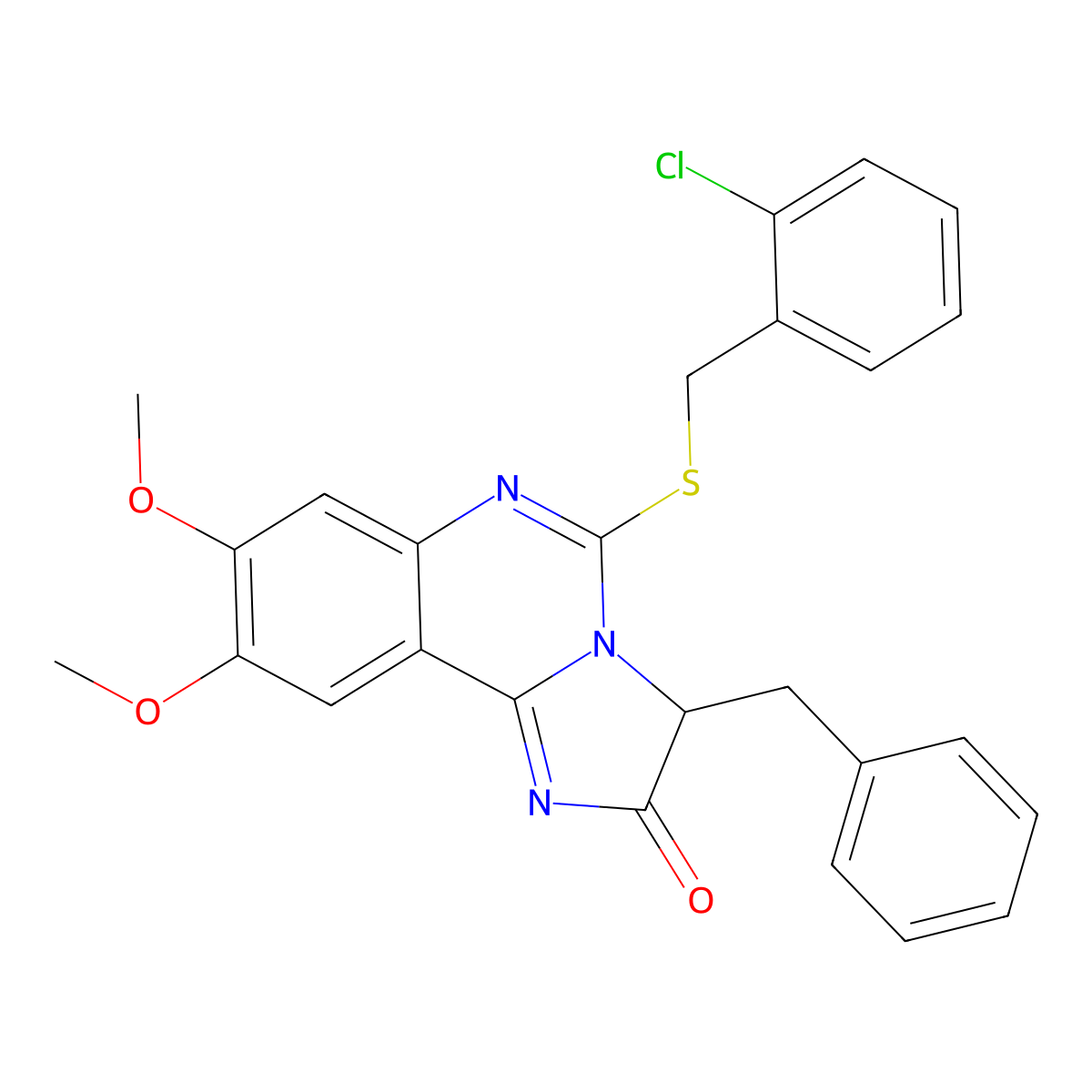 3-benzyl-5-[(2-chlorobenzyl)sulfanyl]-8,9-dimethoxyimidazo[1,2-c]quinazolin-2(3H)-one molecular structure, CAS 1024594-44-2