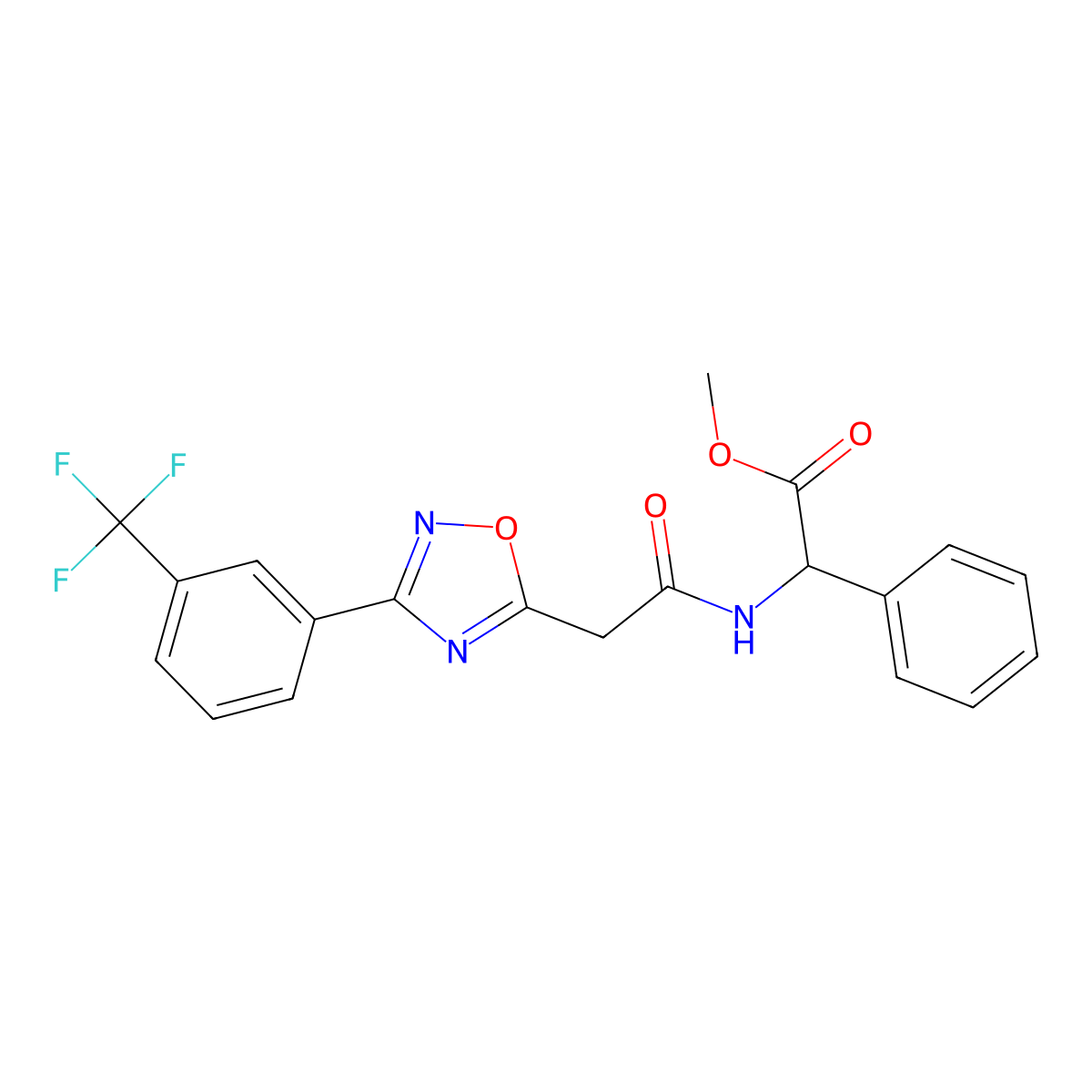 Methyl 2-phenyl-2-[(2-{3-[3-(trifluoromethyl)phenyl]-1,2,4-oxadiazol-5-yl}acetyl)amino]acetate molecular structure, CAS 1024594-48-6