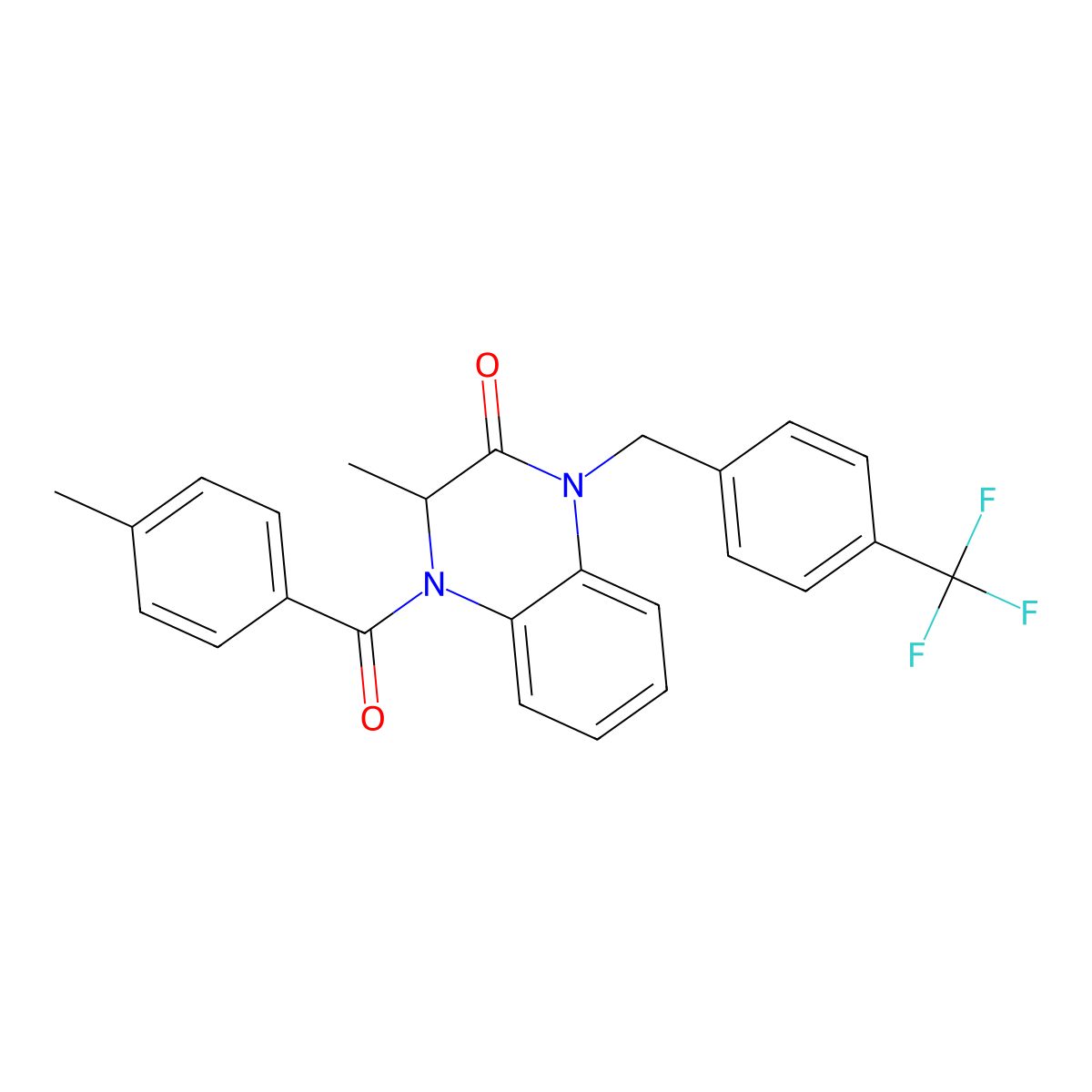 3-methyl-4-(4-methylbenzoyl)-1-[[4-(trifluoromethyl)phenyl]methyl]-3H-quinoxalin-2-one molecular structure, CAS 1024594-82-8