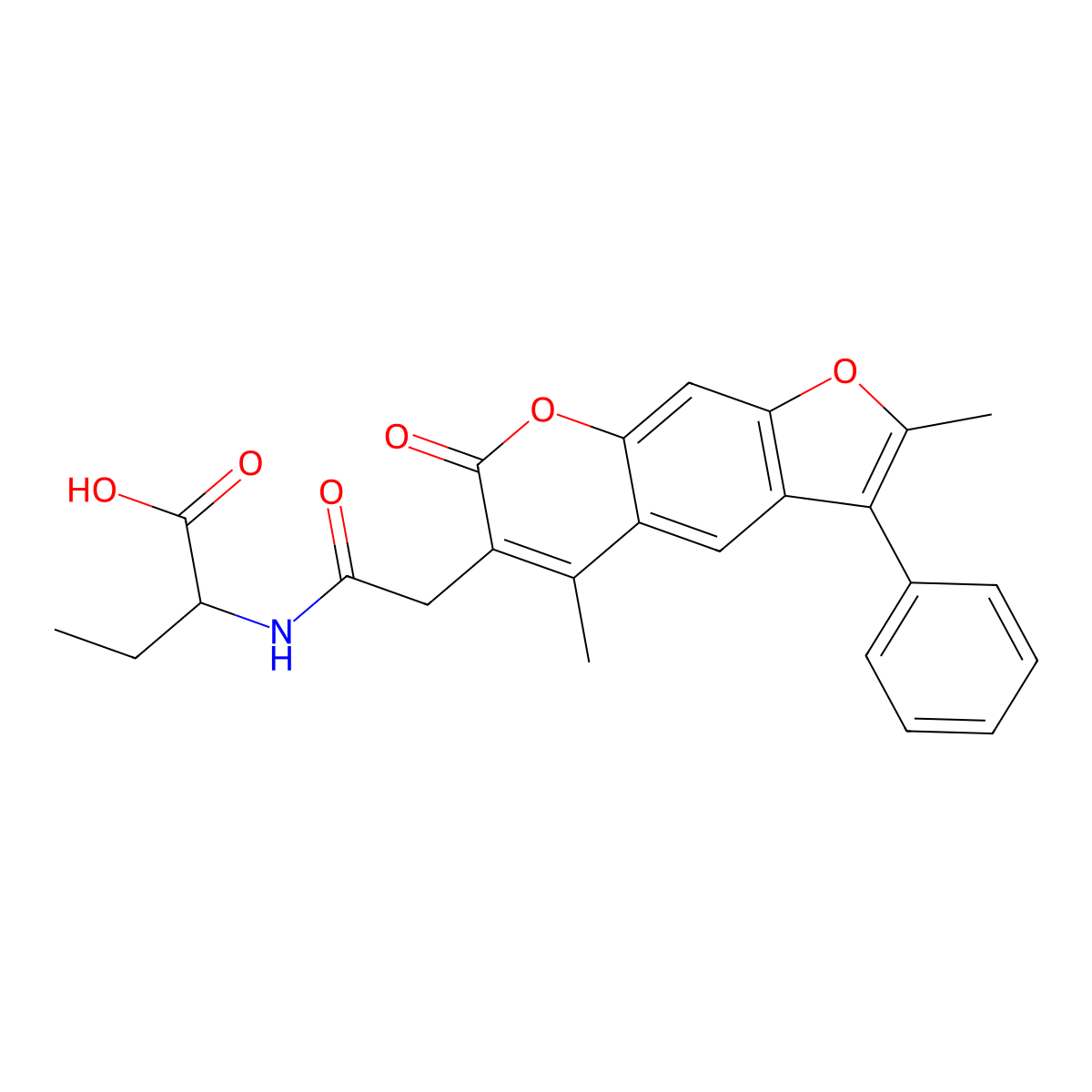 2-{[(2,5-dimethyl-7-oxo-3-phenyl-7H-furo[3,2-g]chromen-6-yl)acetyl]amino}butanoic acid molecular structure, CAS 1024595-47-8