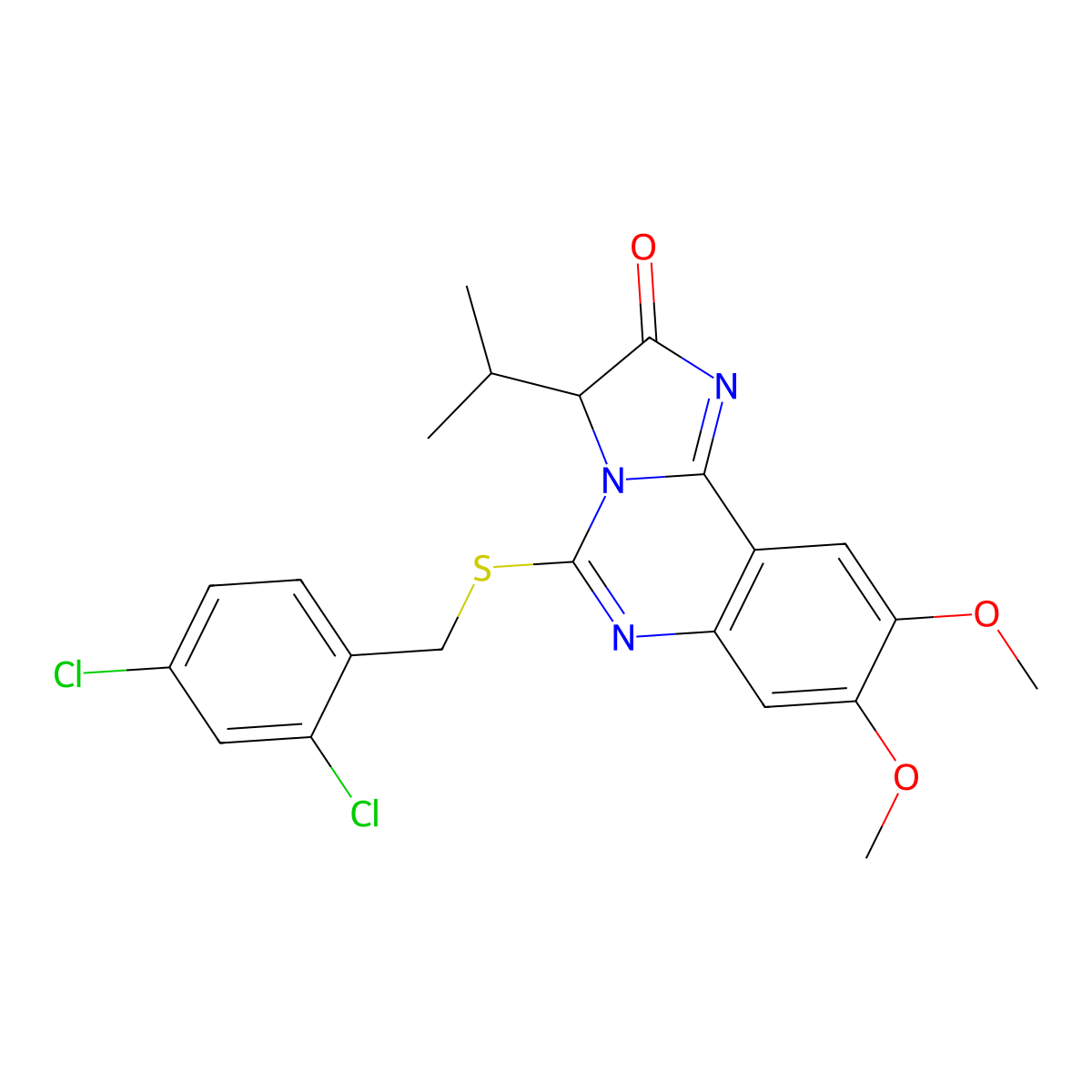 5-[(2,4-dichlorobenzyl)sulfanyl]-3-isopropyl-8,9-dimethoxyimidazo[1,2-c]quinazolin-2(3H)-one molecular structure, CAS 1024597-10-1