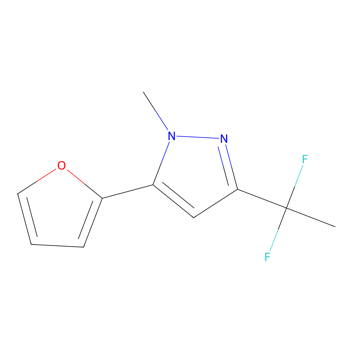 3-(1,1-Difluoroethyl)-5-(2-furyl)-1-methyl-pyrazole molecular structure, CAS 1024599-24-3
