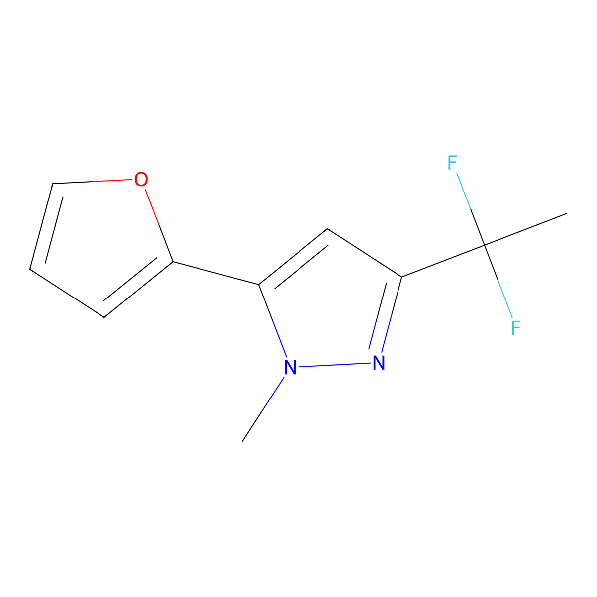 3-(1,1-Difluoroethyl)-5-(2-furyl)-1-methyl-pyrazole molecular structure, CAS 1024599-24-3